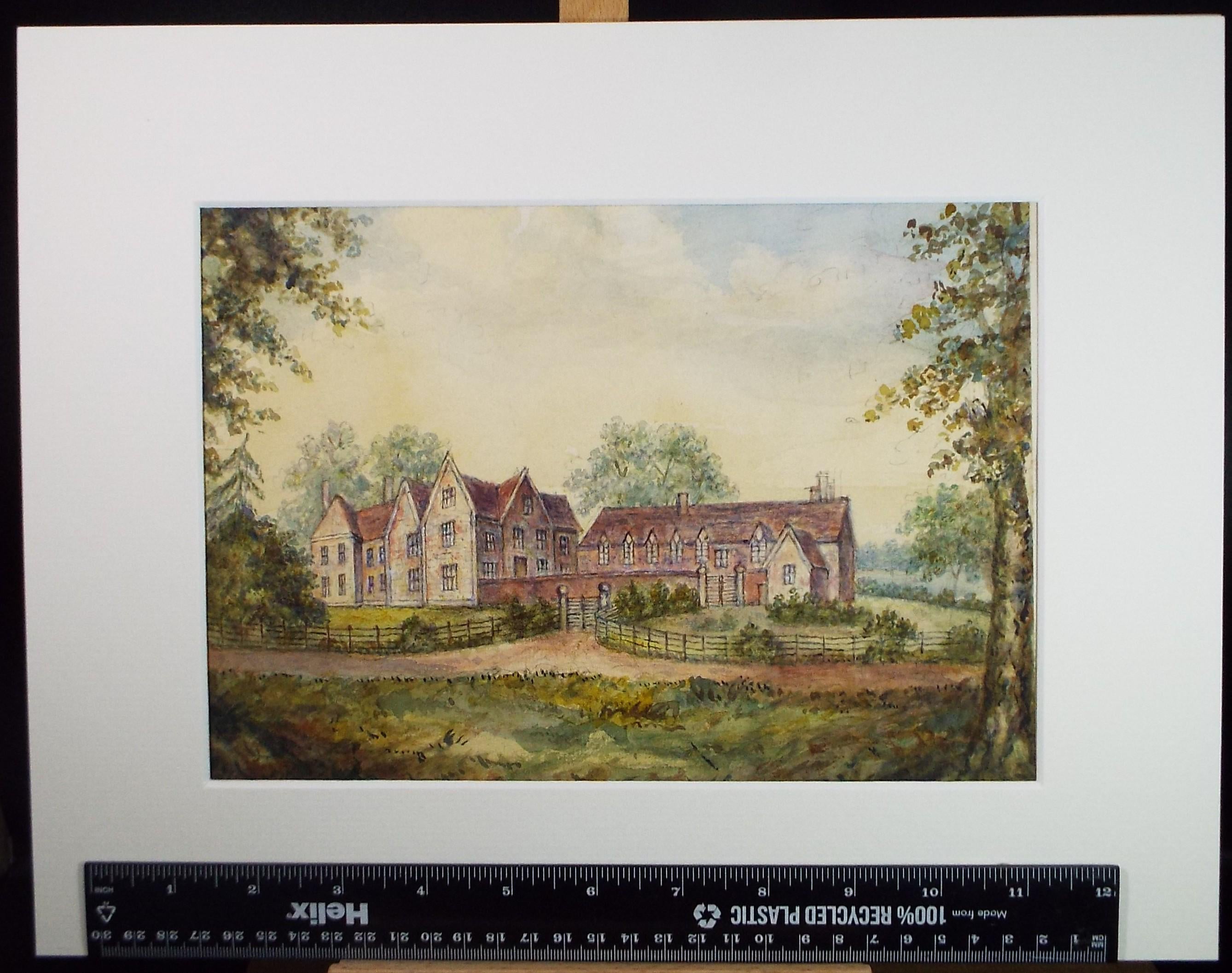 Original Watercolour, 'Country House', Early 20th Century, unknown Artist