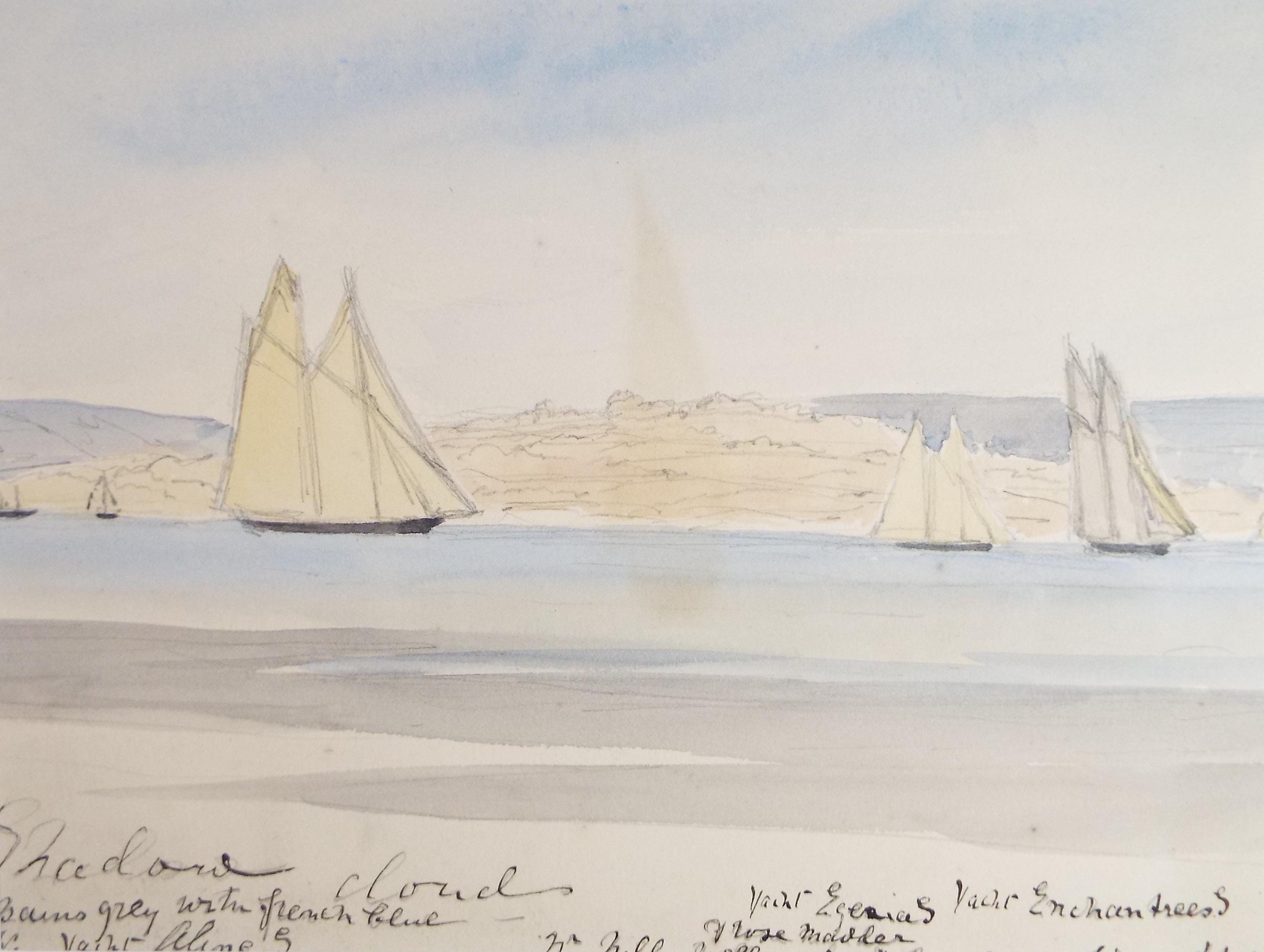 Original Watercolour, 'Yacht Race', Late 19th Century, Unknown artist