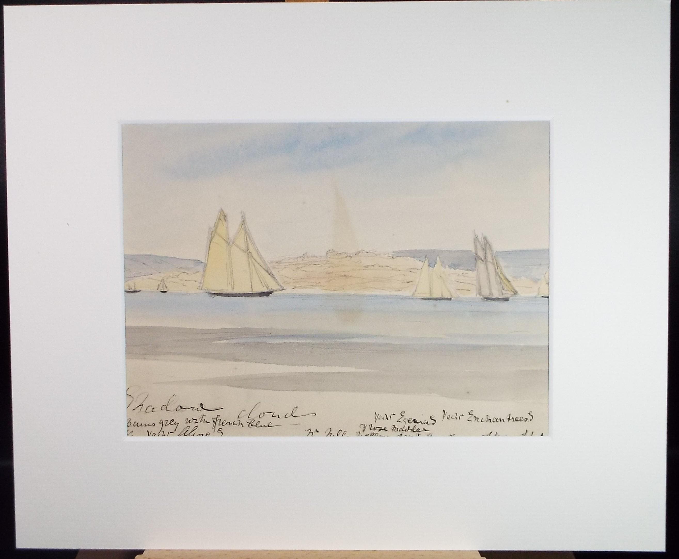 Original Watercolour, 'Yacht Race', Late 19th Century, Unknown artist