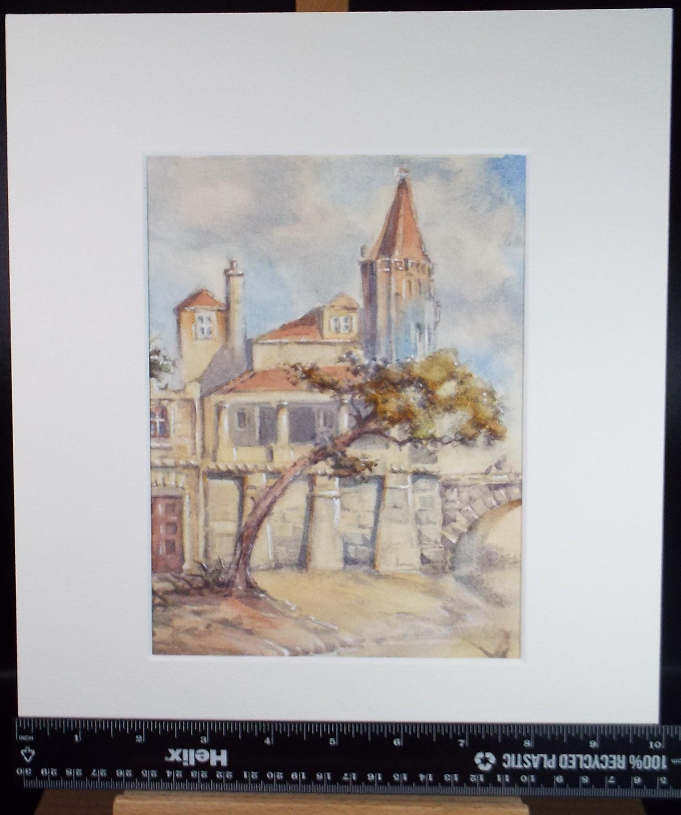 Original Watercolour, 'Riverside Buildings', Late 19th Century, unknown artist