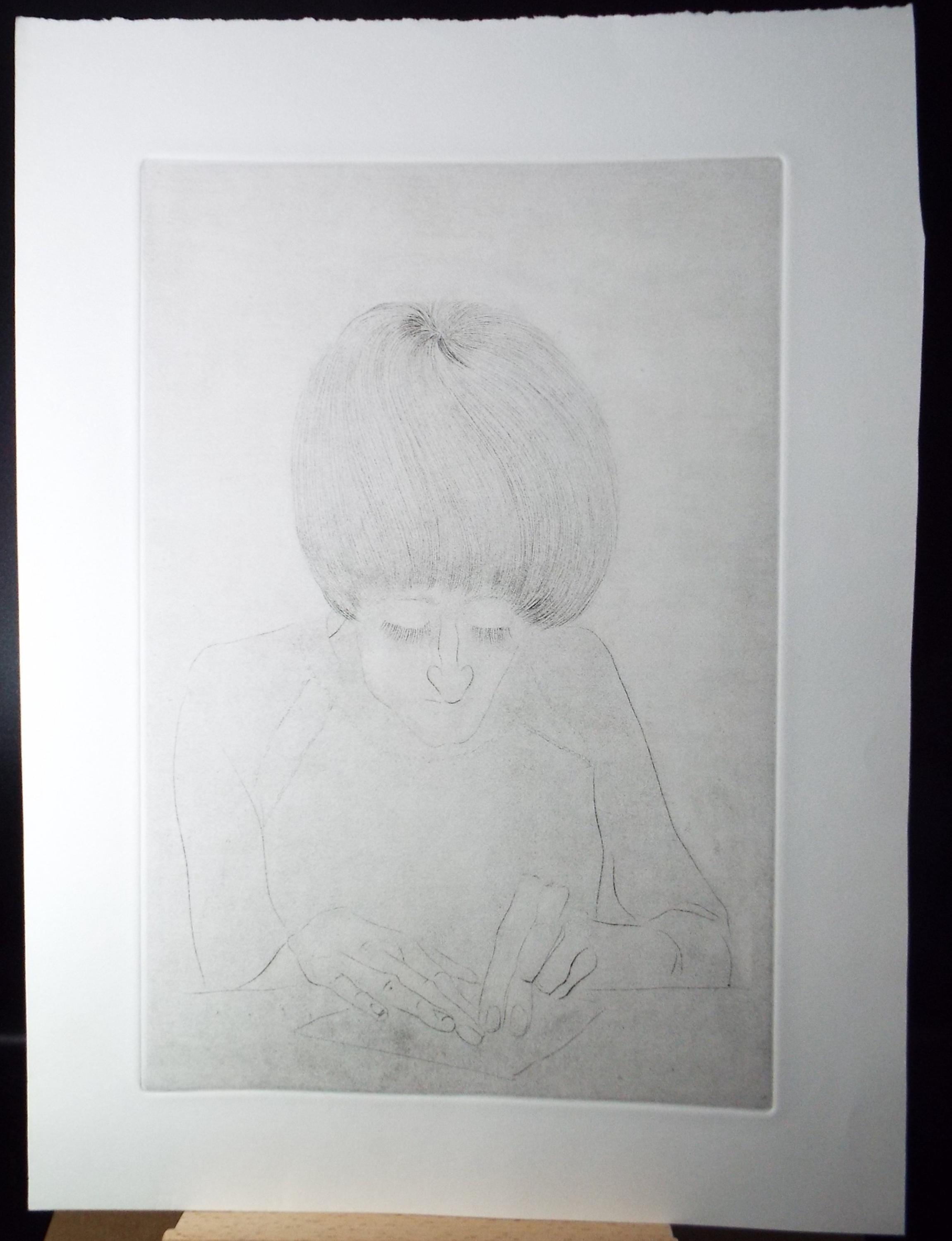 Soft Ground Etching 'Portrait of a Woman', Gillian Whaite (1934-2012)