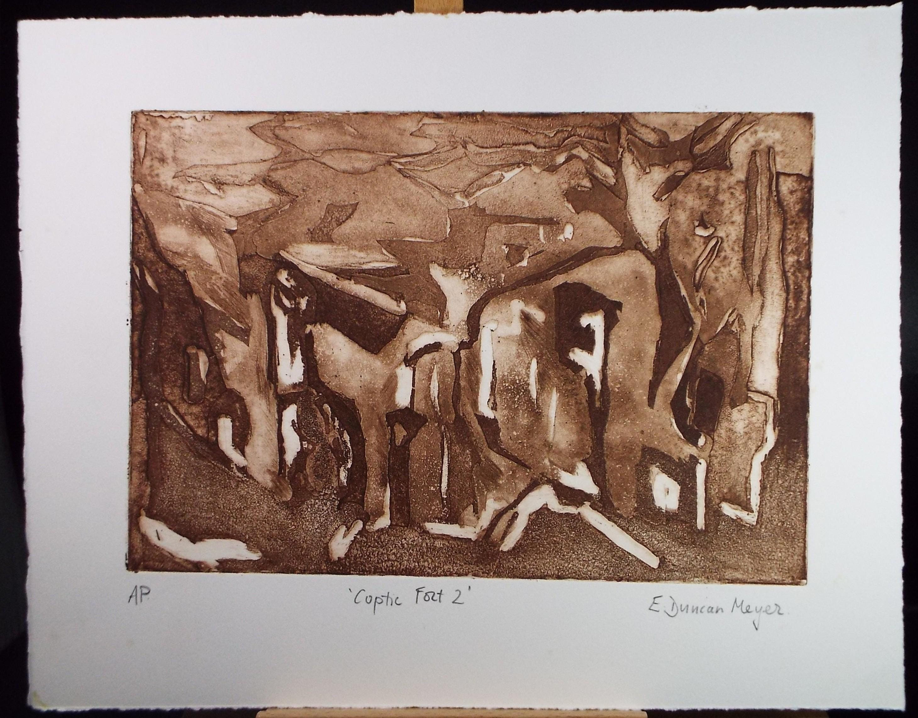 Limited Edition Etching 'Coptic Fort 2', Elizabeth Duncan Meyer (b1942), signed and numbered