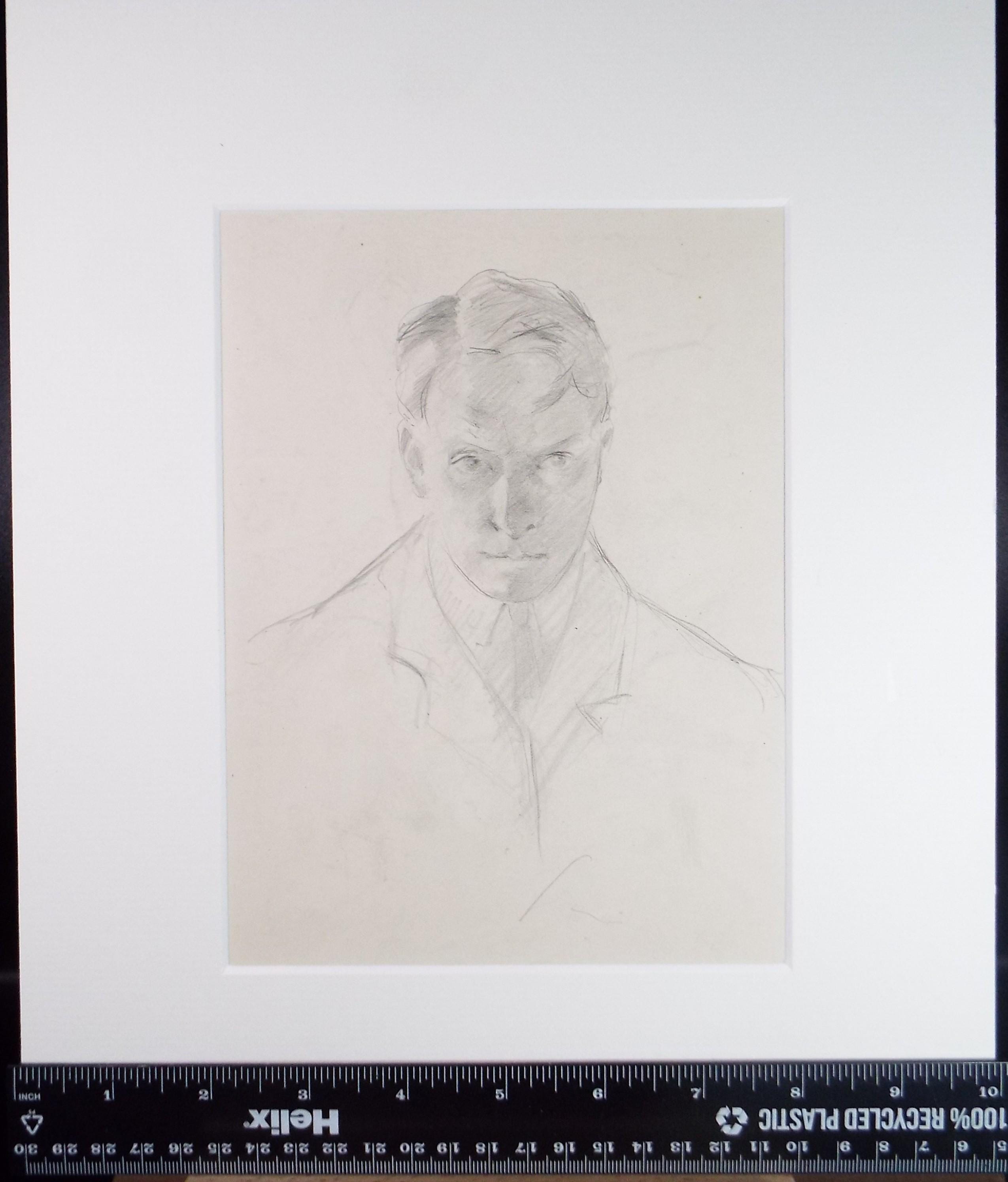 Original pencil Sketch,'Portrait of a Man', Artist unknown, circa 1900