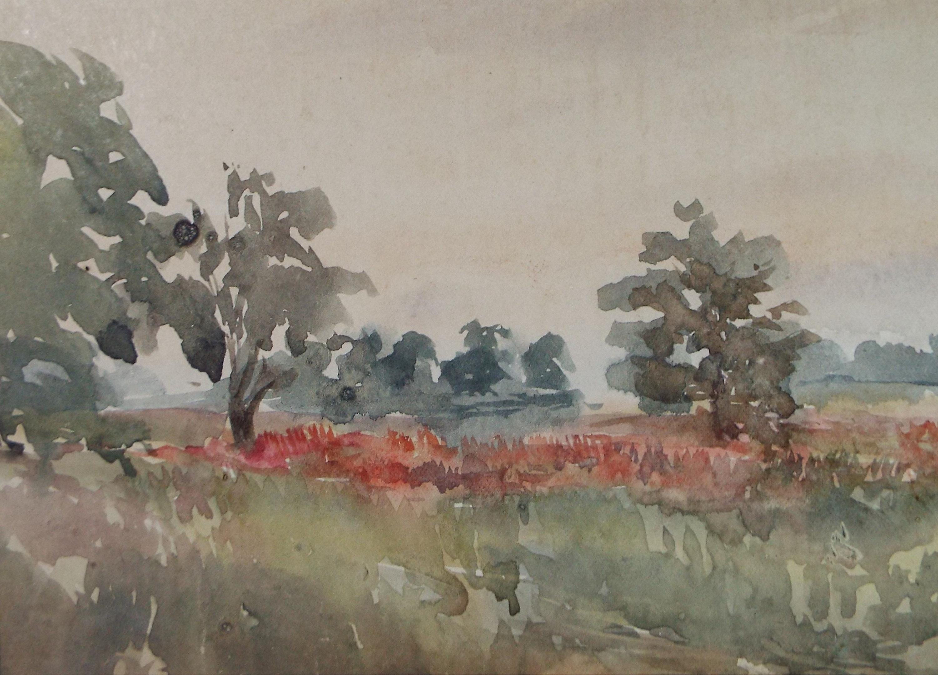Original Watercolour, 'Summer landscape', Late 19th century, Artist Unknown