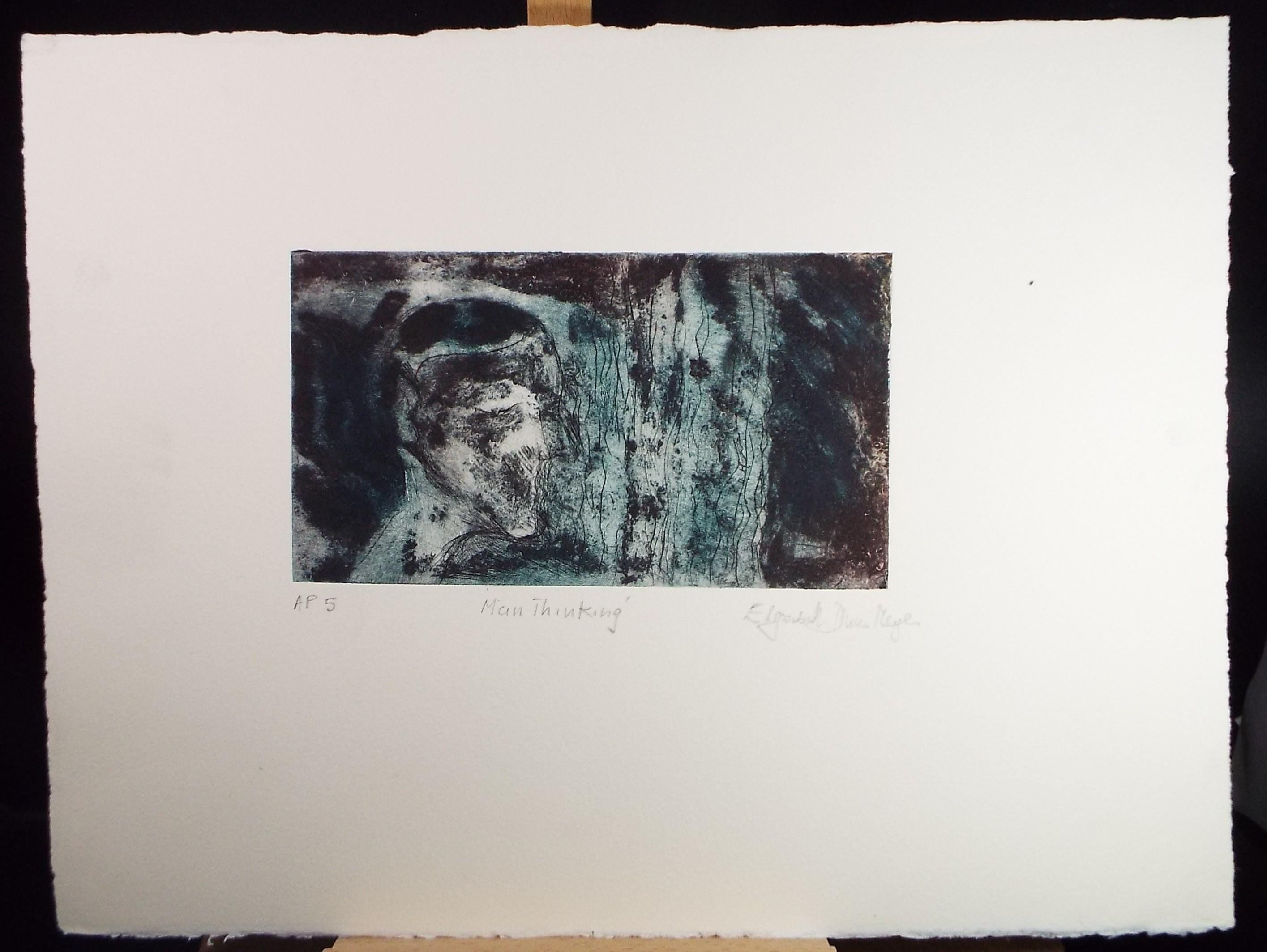 Limited Edition Etching 'Man thinking', Elizabeth Duncan Meyer (b1942), signed and numbered