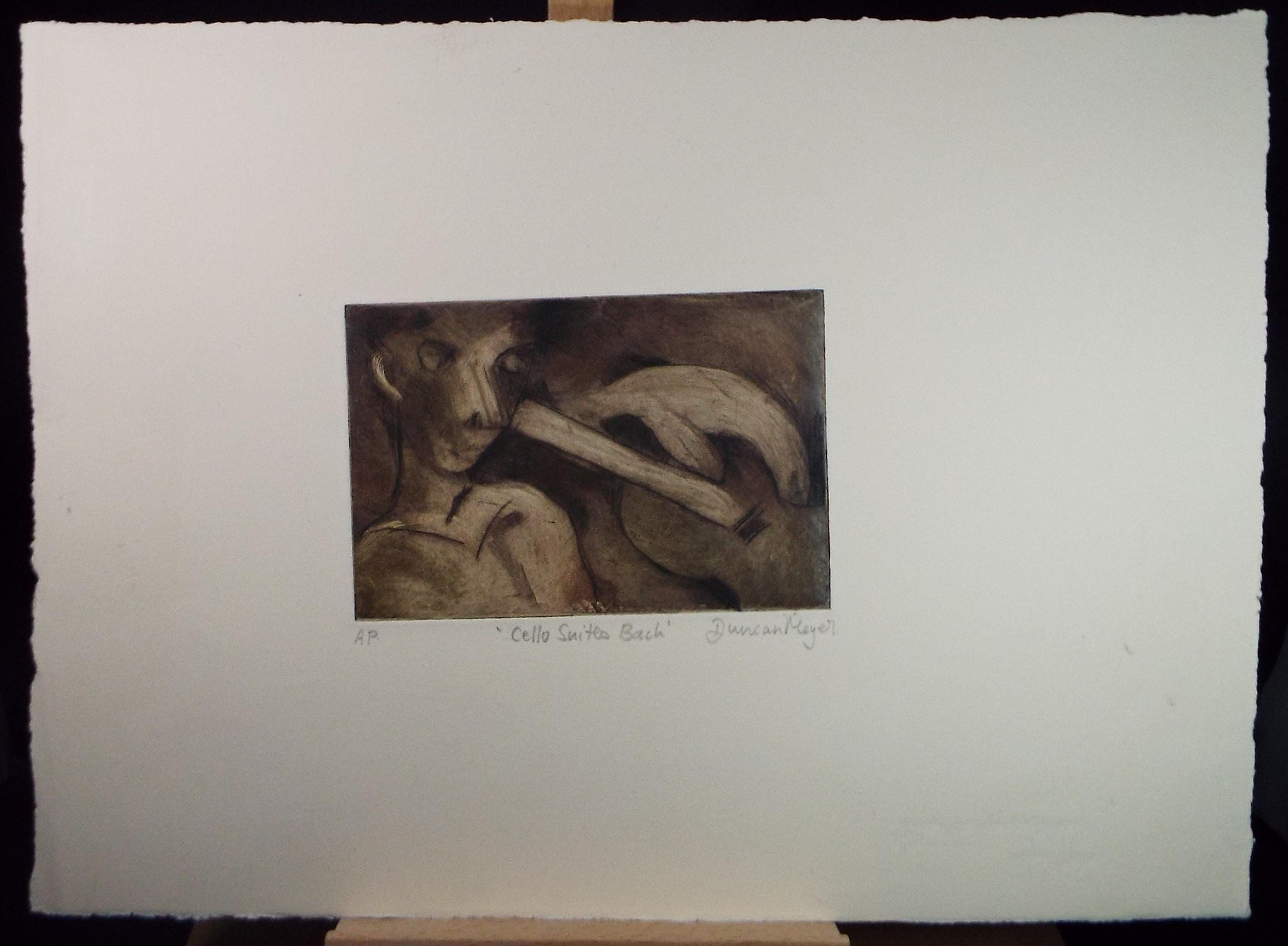 Limited Edition Etching 'Cell Suite Bach, Elizabeth Duncan Meyer (b1942), signed and numbered