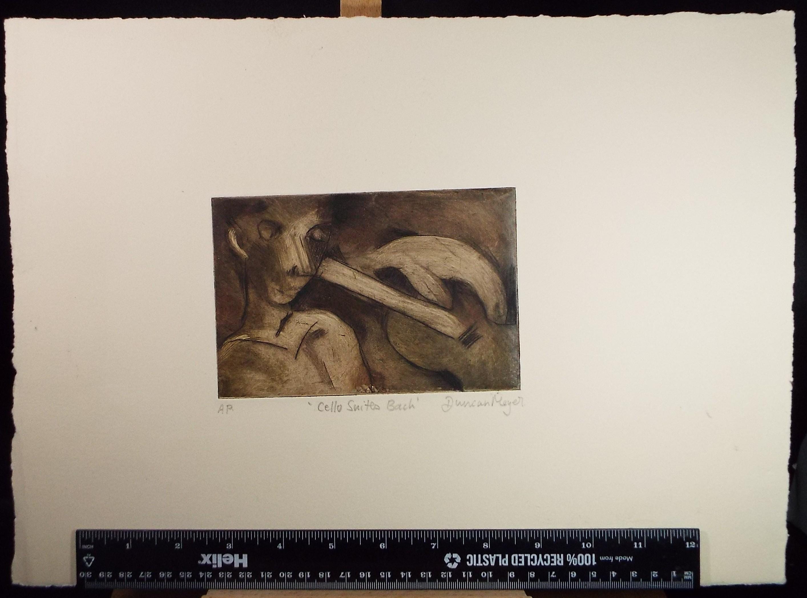 Limited Edition Etching 'Cell Suite Bach, Elizabeth Duncan Meyer (b1942), signed and numbered