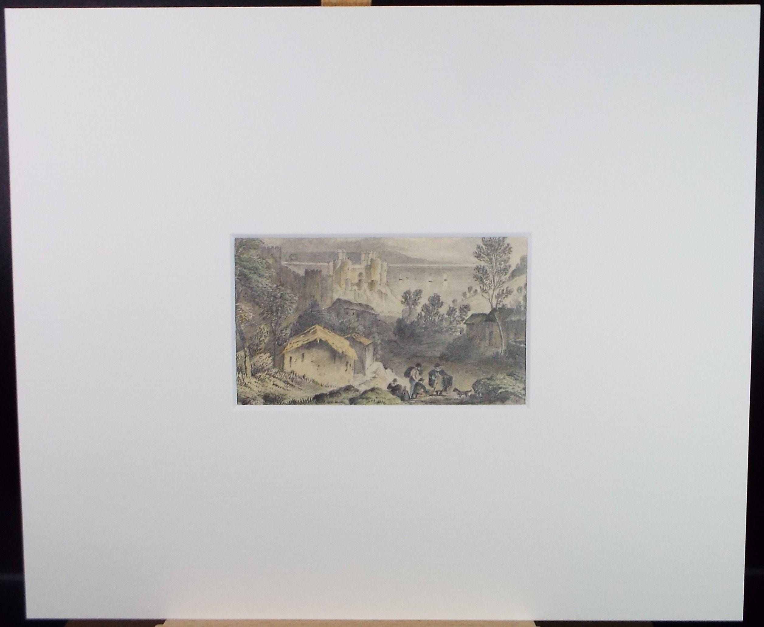 Original Pencil drawing, 'Figure in a landscape', Late 19th Century, Artist Unknown