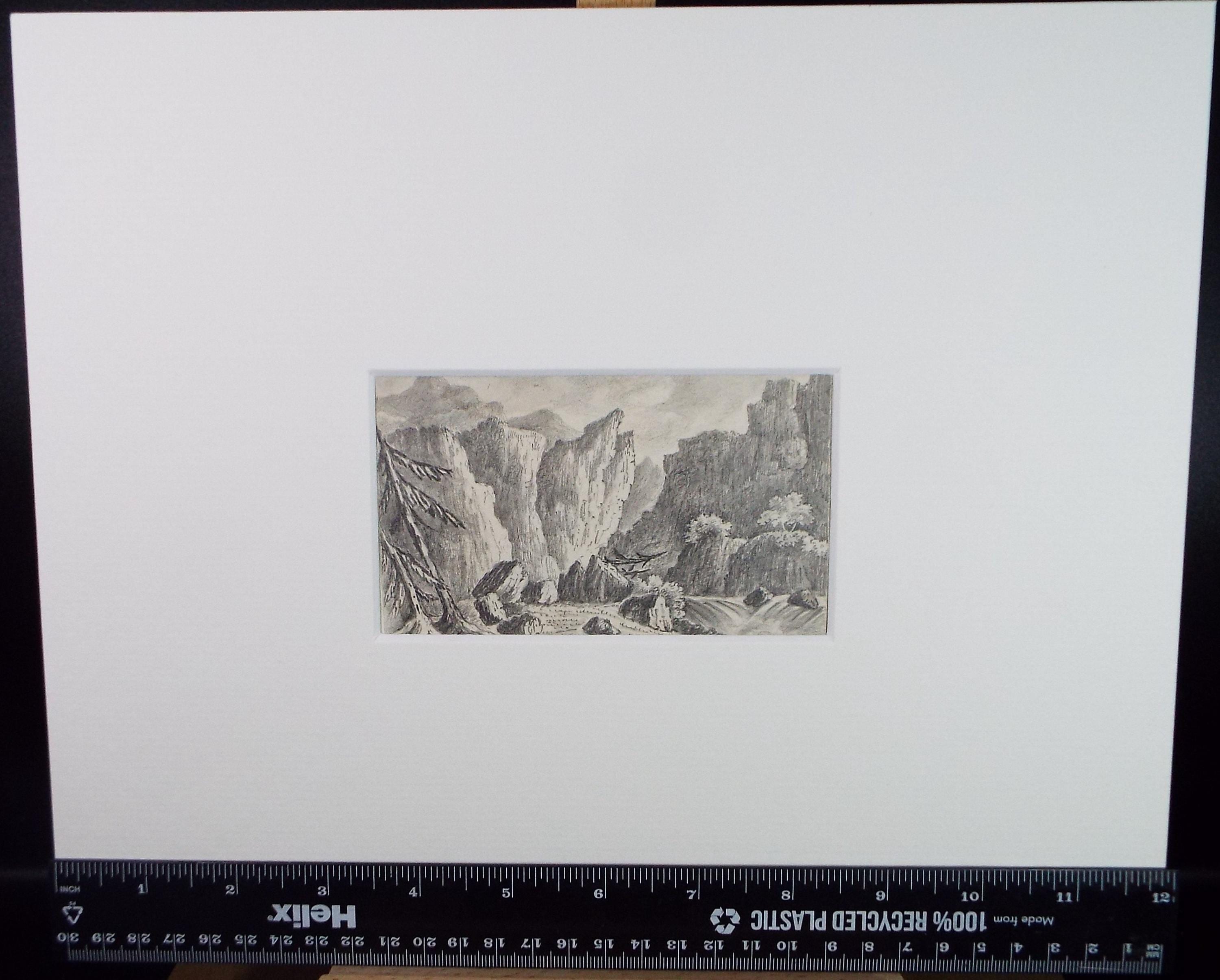 Original Pencil drawing, 'River Rapids' Late 19th Century, Artist Unknown