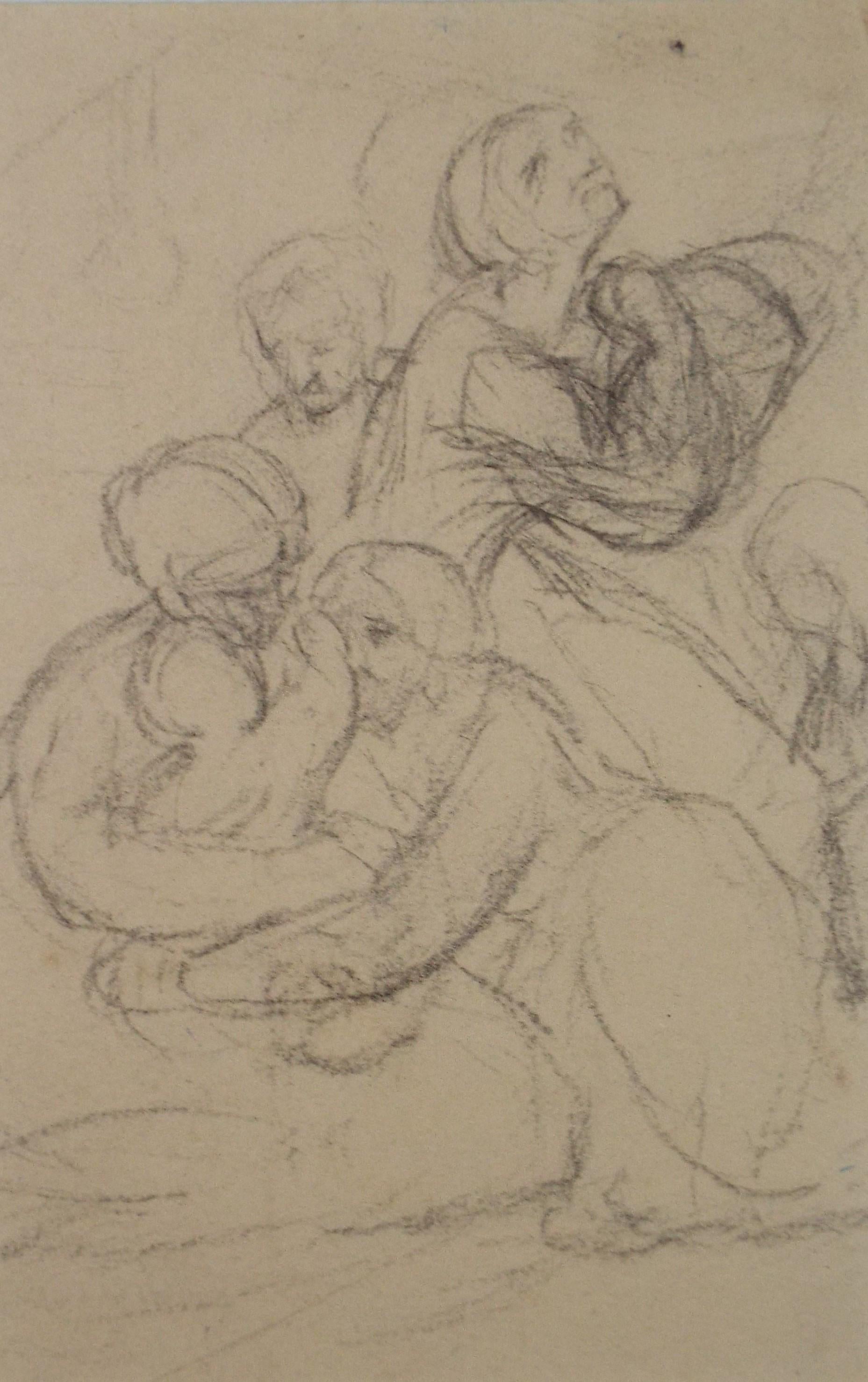 Original Pencil Drawing, 'Group of figures', Dated 1864