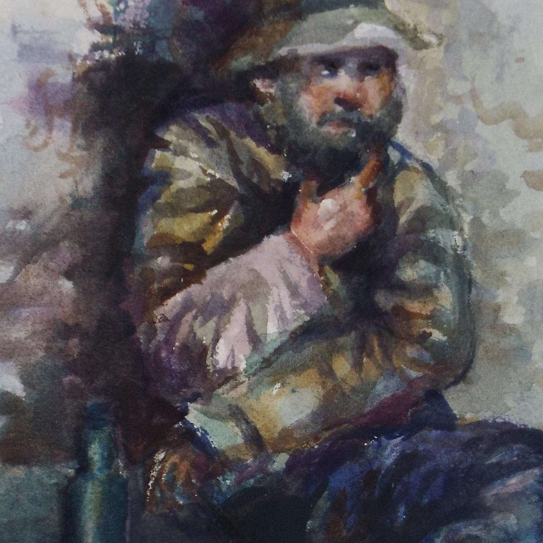 Original watercolour, 'the Vagrant' 1977, B Stevens