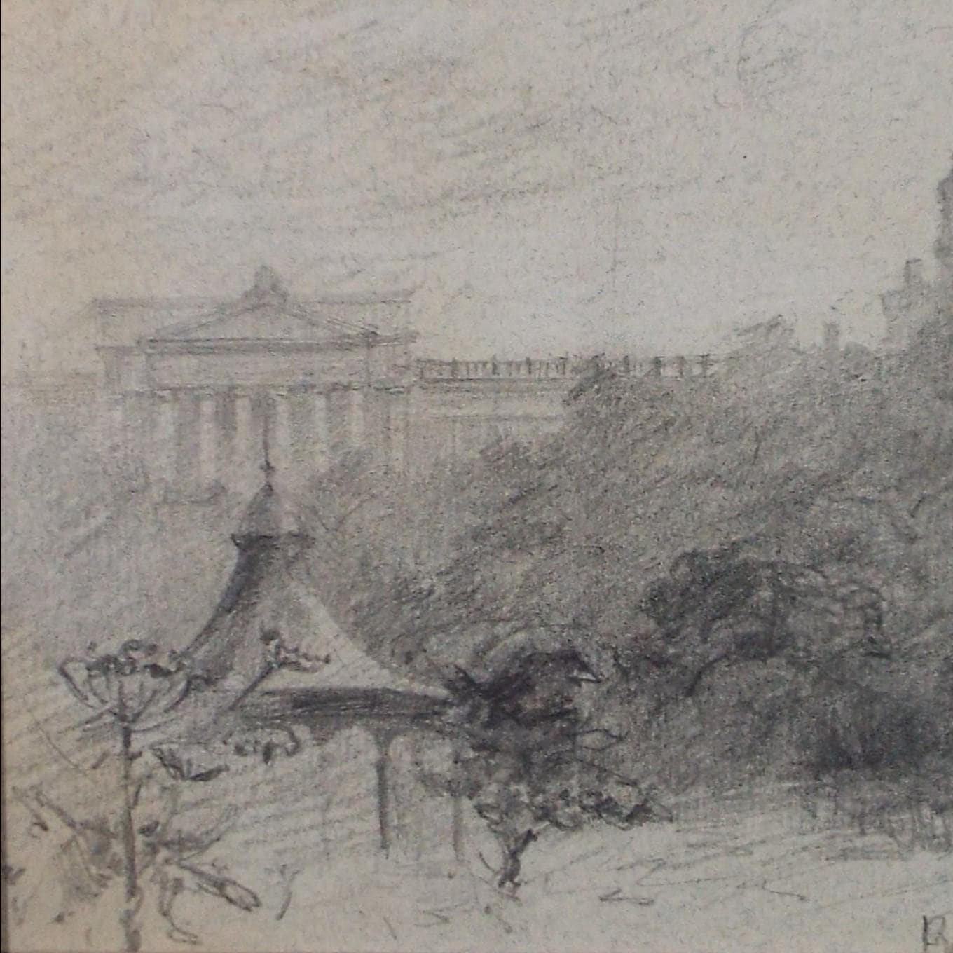 Original Pencil drawing,'Bank of Scotland,Edinburgh',Unknown artist, circa 1900