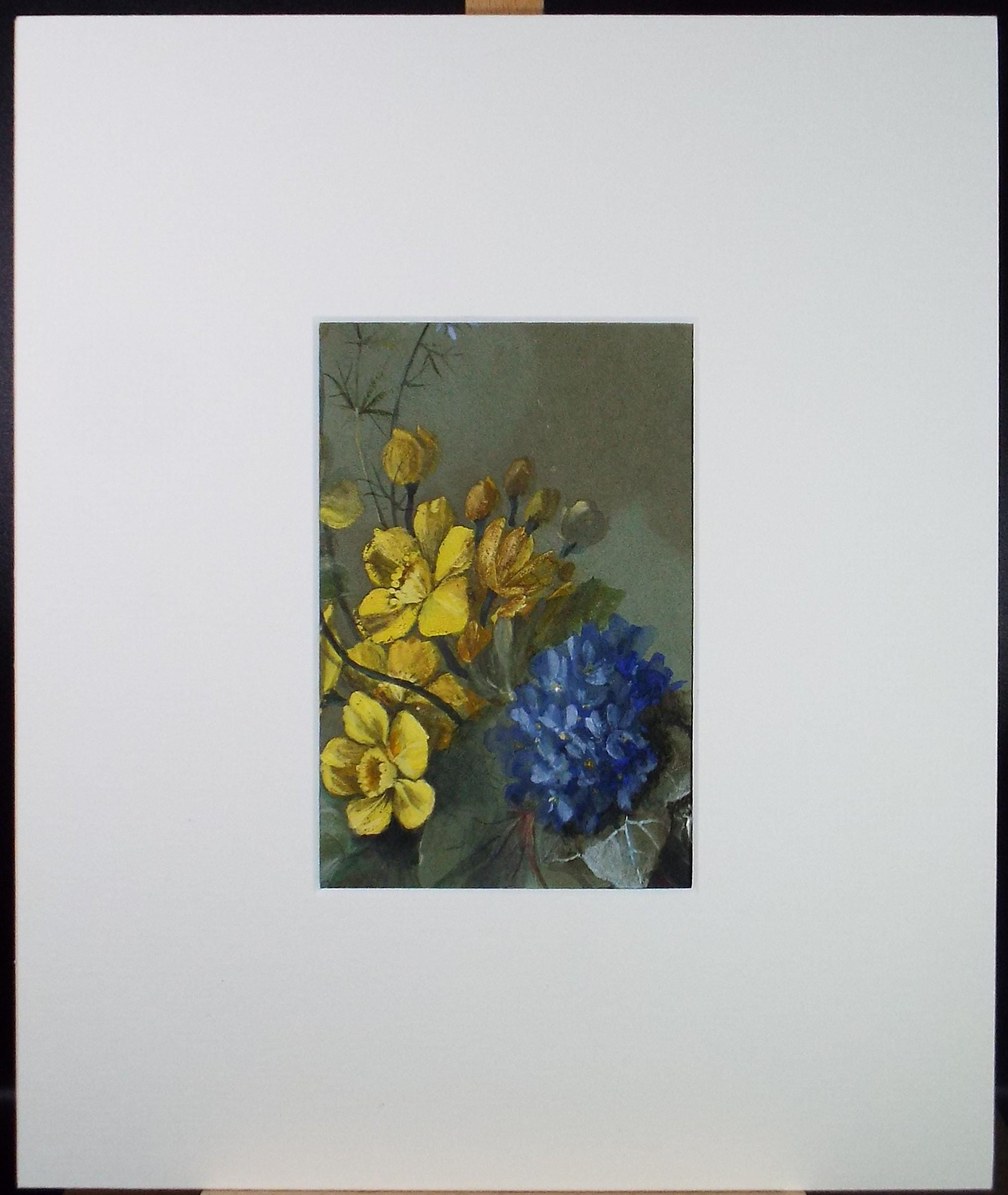Original Watercolour, 'Spring flowers', Late 19th Century, Unknown Artist