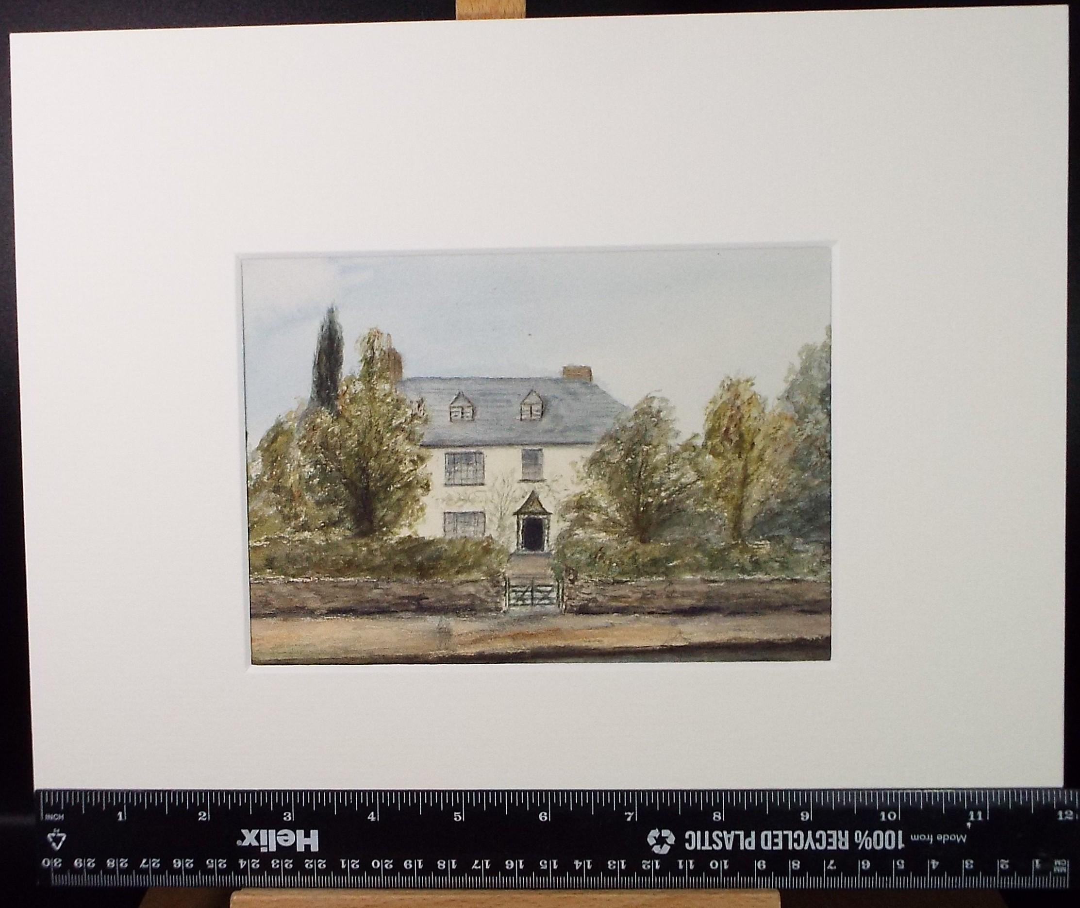 Original Watercolour, 'Country House', c1880, unknown Artist