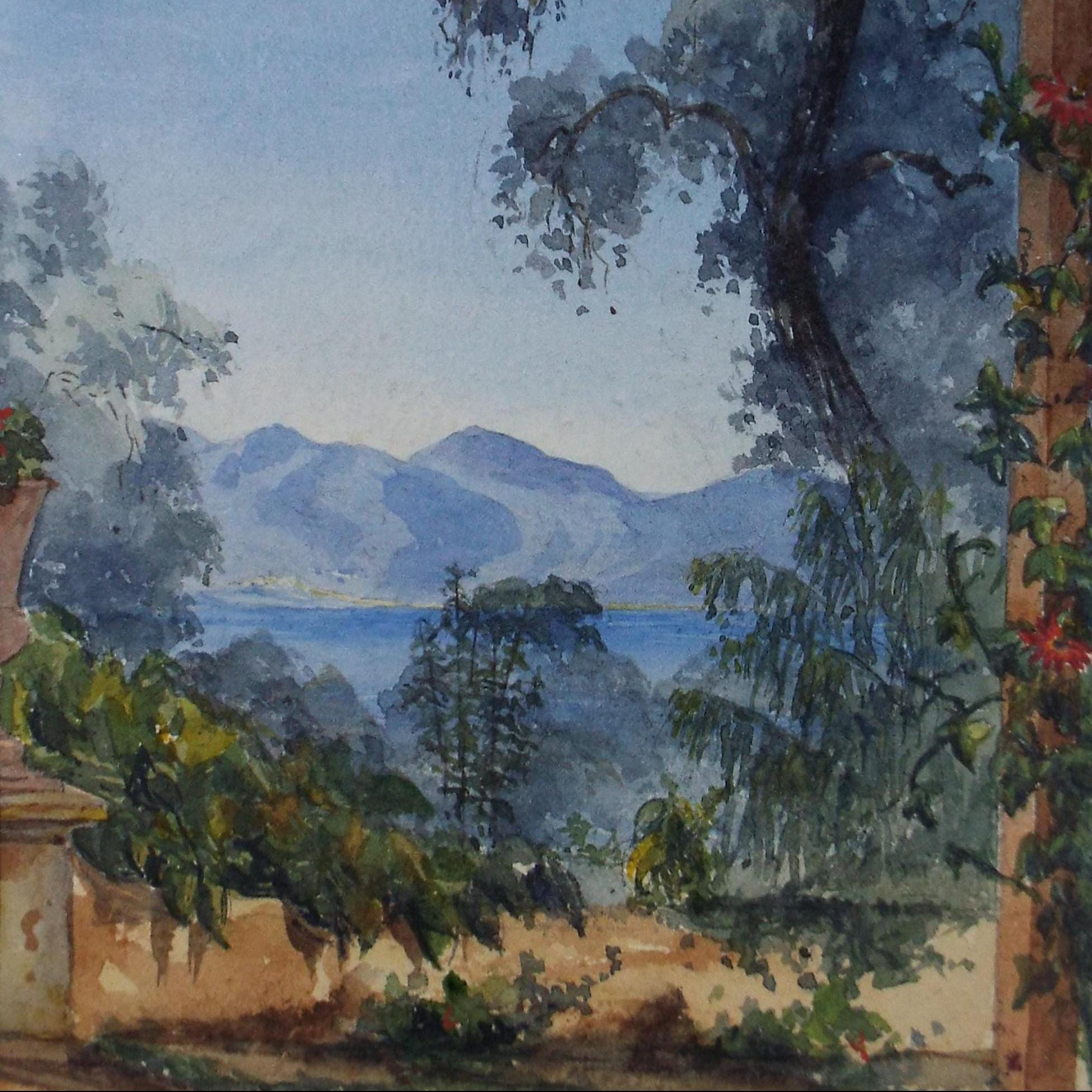 Original Watercolour, 'Italian Coast', Artist Unknown, Dated 1863