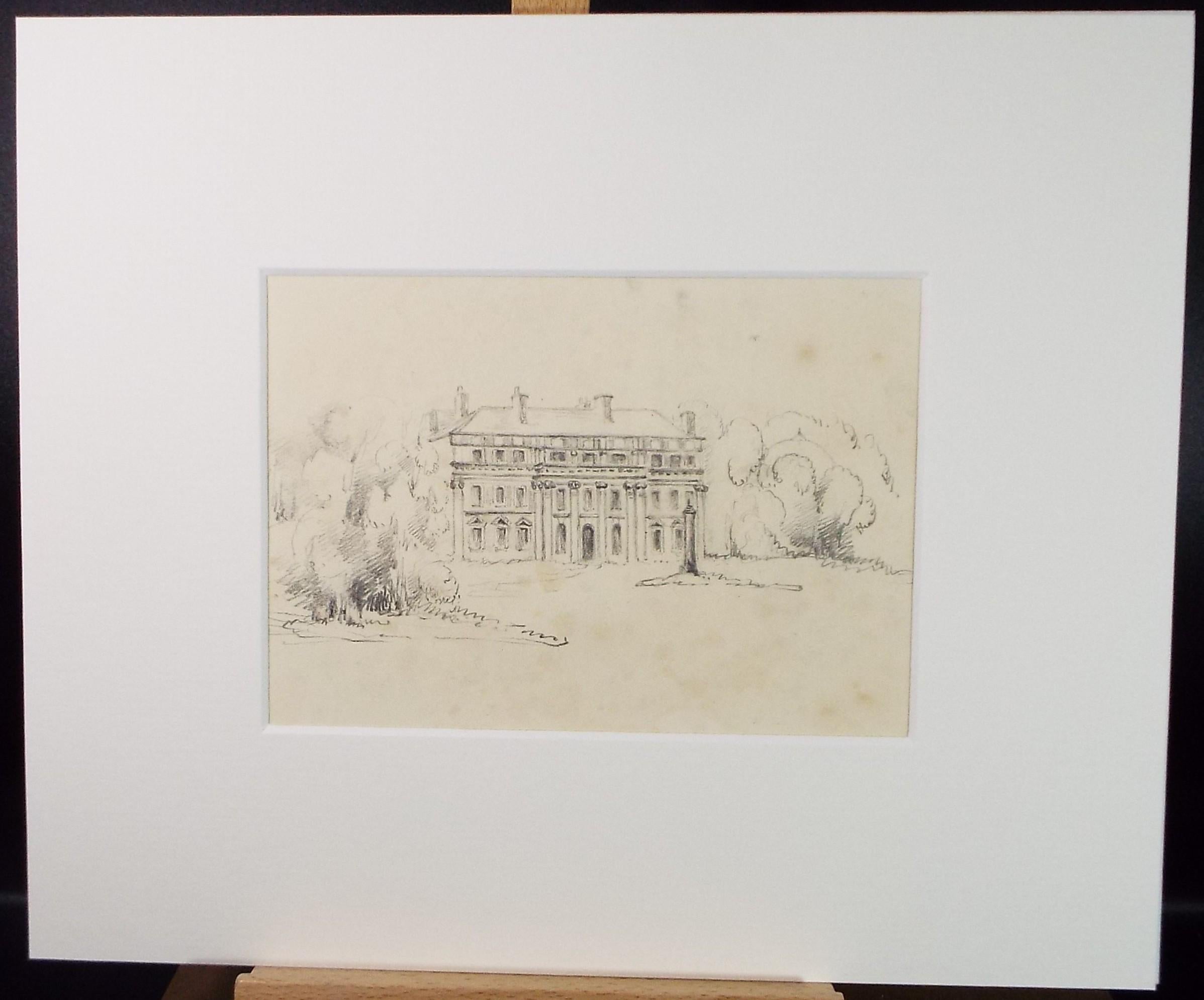 Original pencil drawing 'Country House', Late 19th Century, Artist Unknown