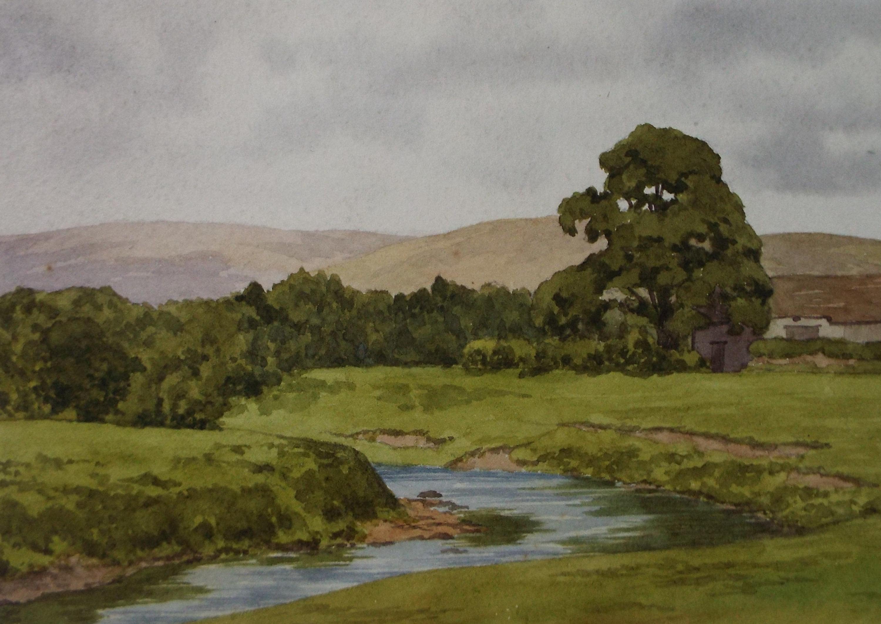 Original Watercolour, 'Hacking Ferry', dated 1935, Artist Unknown