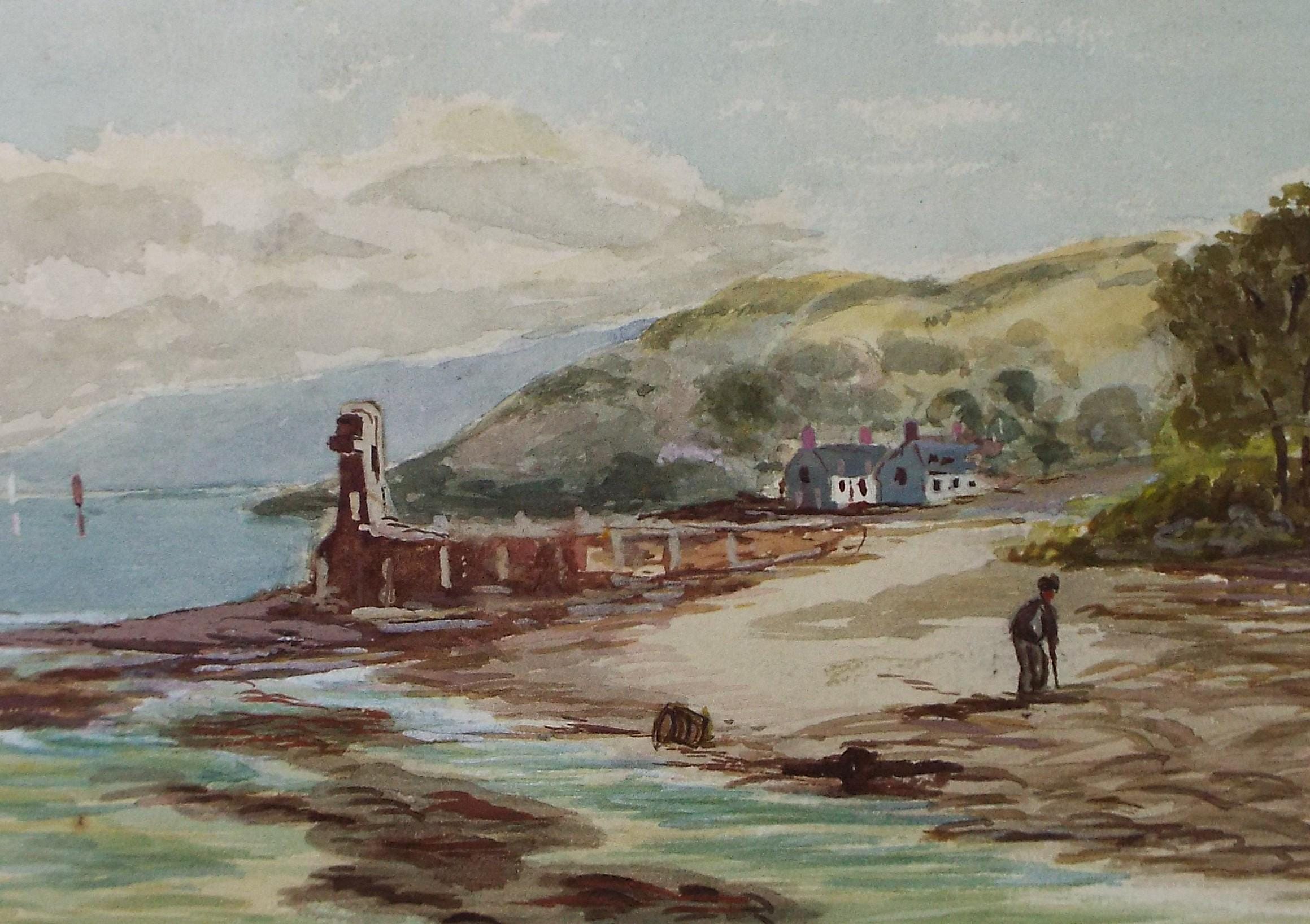 Original Watercolour, 'Coast with figure',Late 19th Century