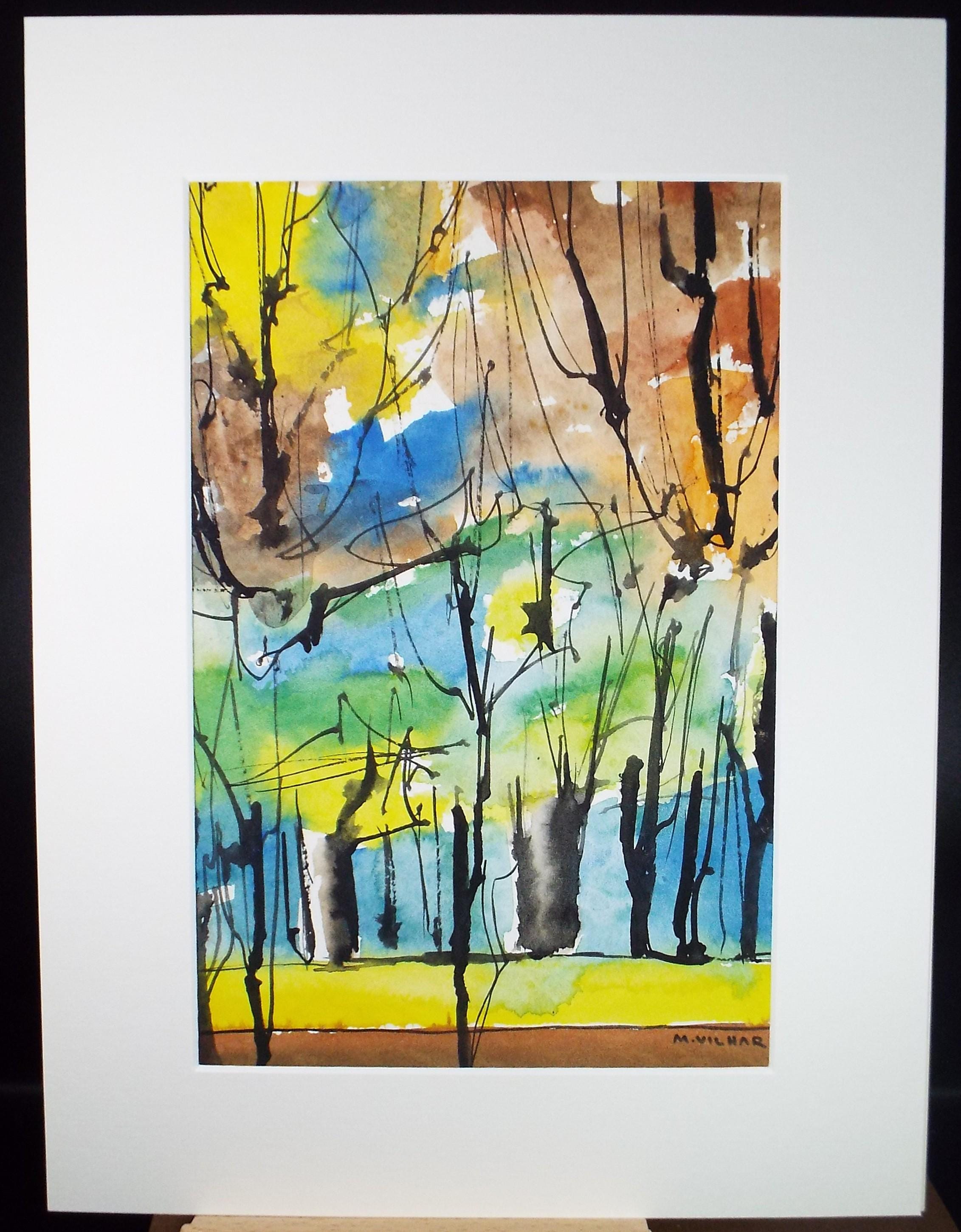 Original Watercolour, 'Woodland Study', Circa 1970's , M Vilhar