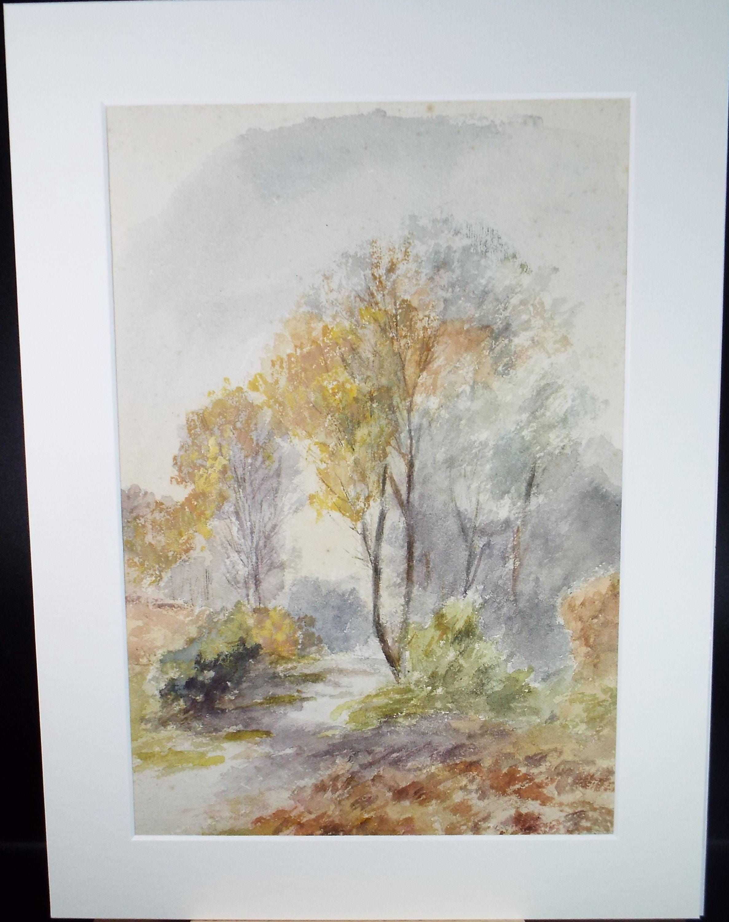 Original Watercolour, 'Autumn Landscape', circa 1900, Unknown Artist