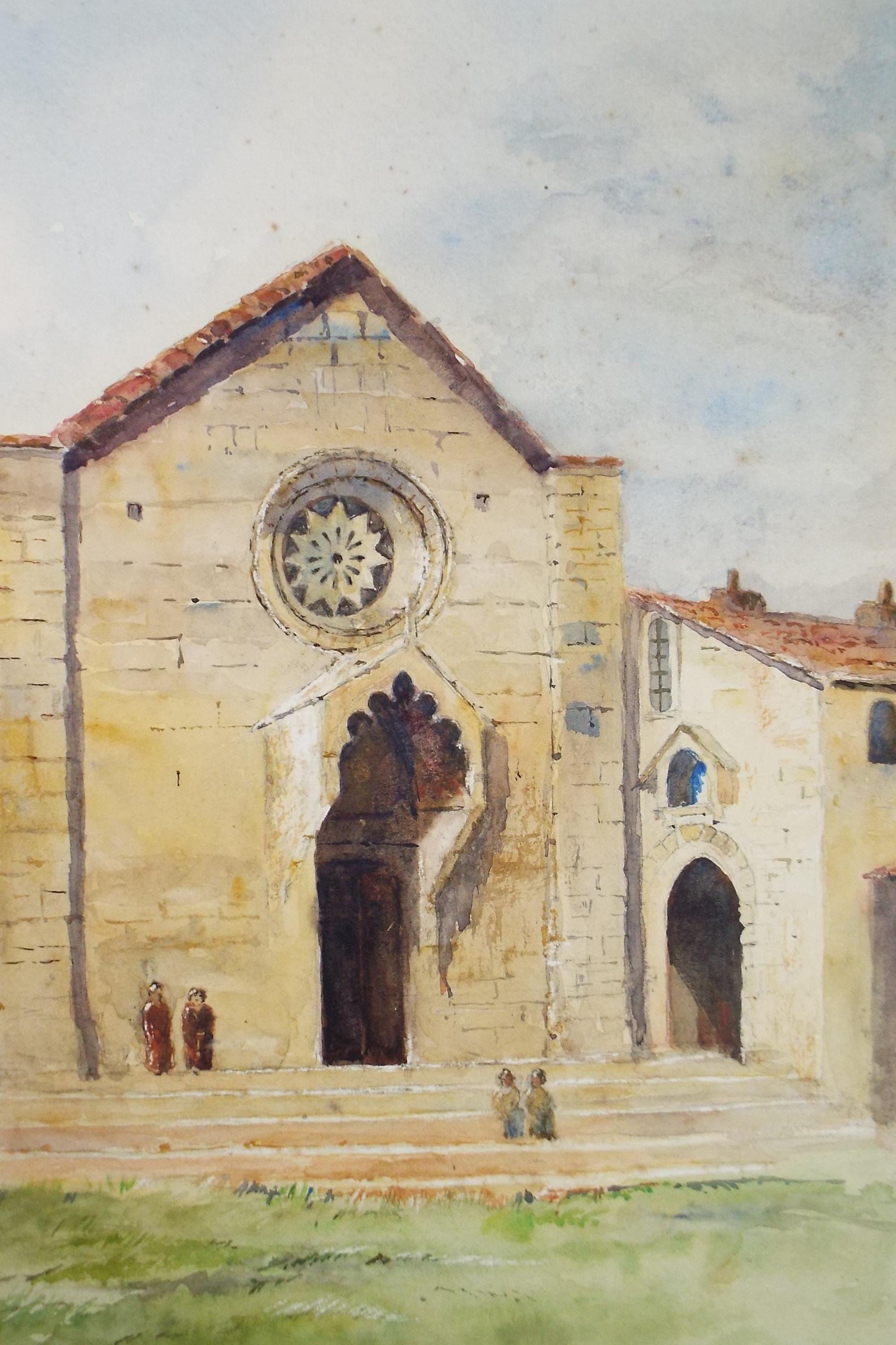 Original Watercolour, 'Monastey', Late 19th Century, Artist Unknown