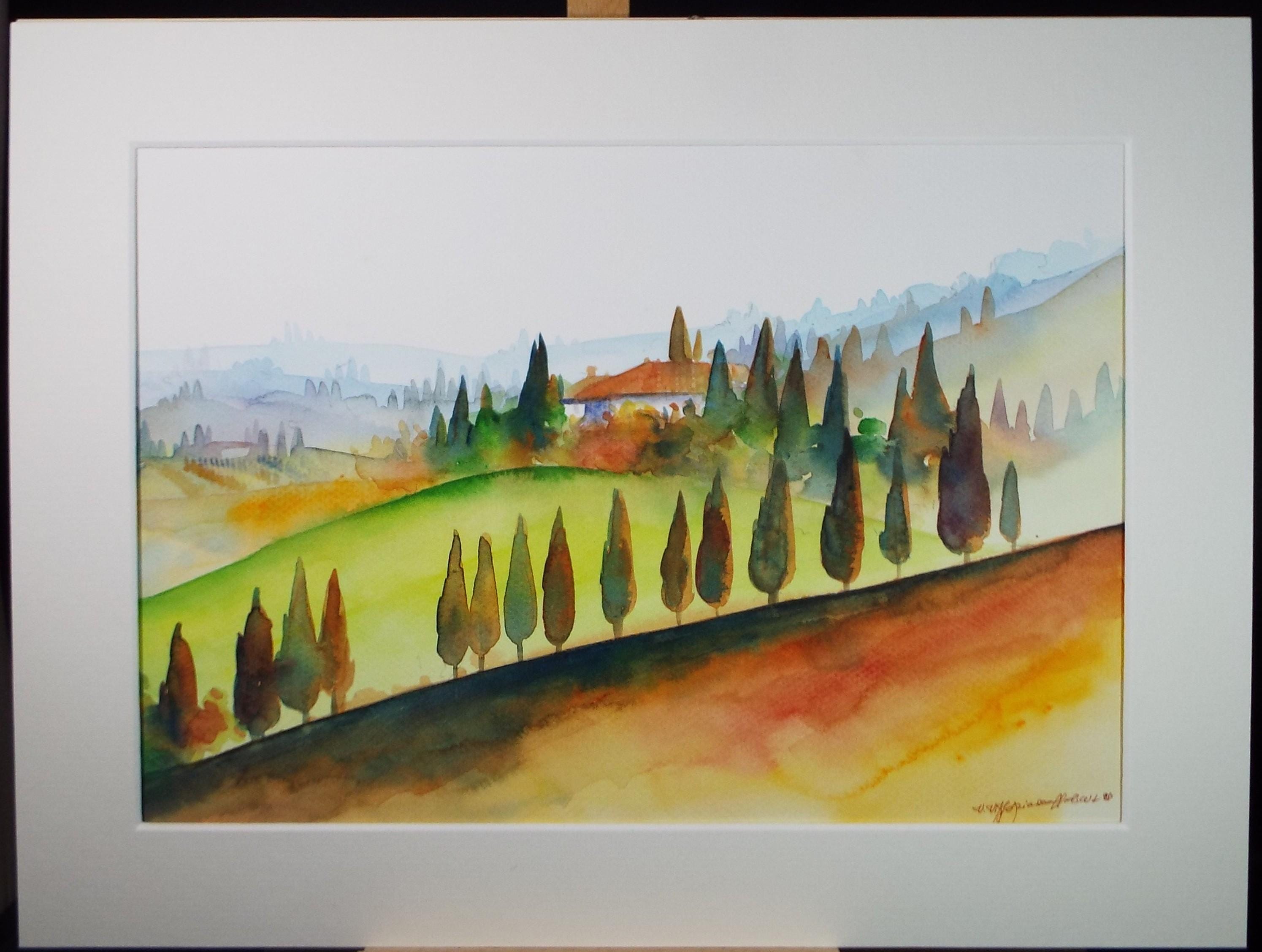 Original Watercolour, 'Italian Landscape, Dated 1998, Artist Unknown