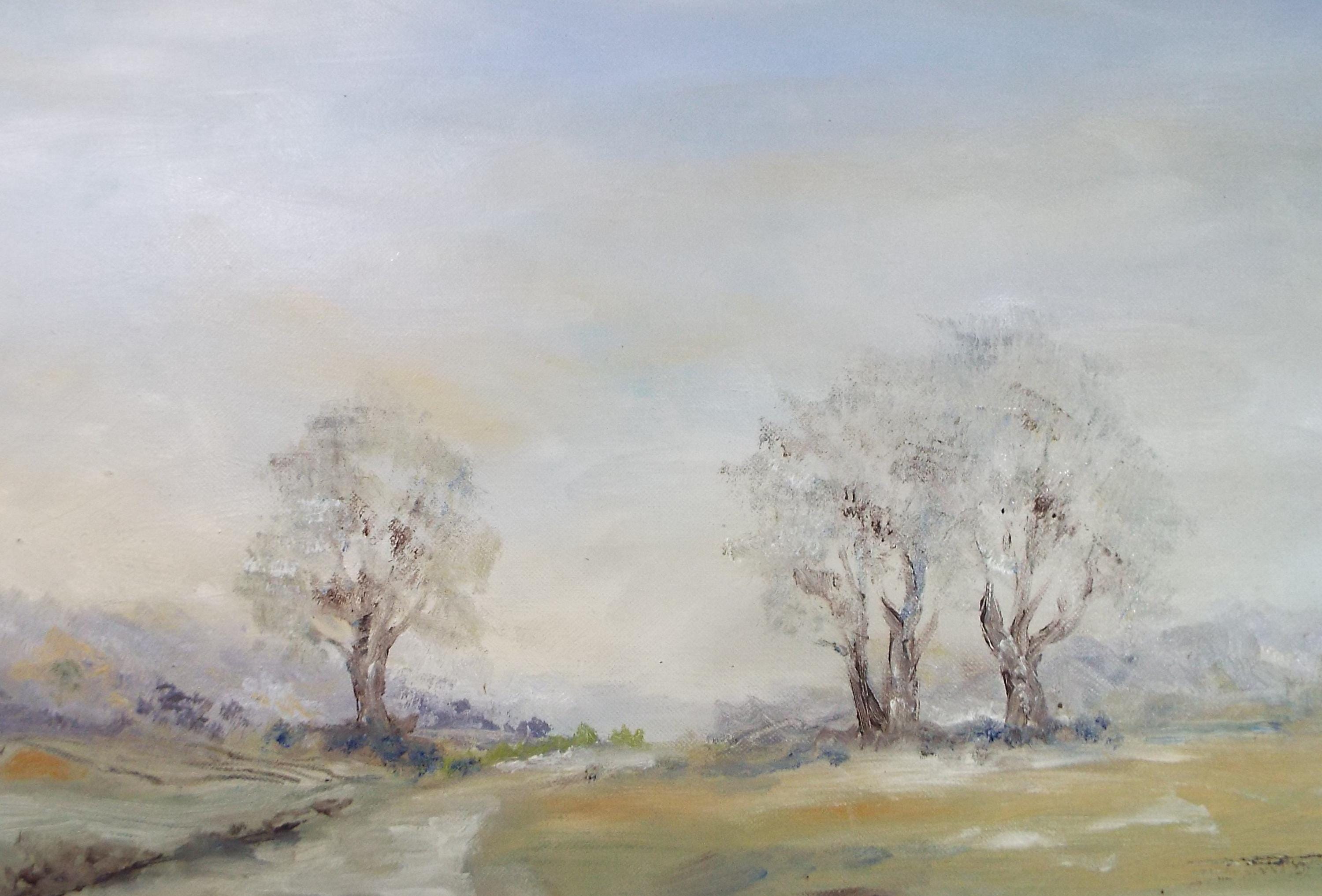 Original Oil on Canvas paper, 'Winter Afternoon' Circa 1980's, J Parsons