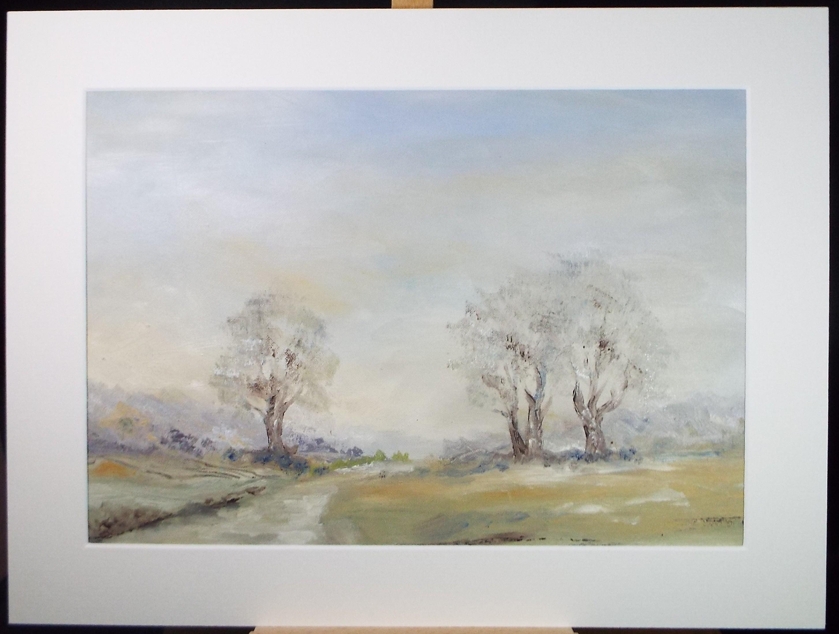 Original Oil on Canvas paper, 'Winter Afternoon' Circa 1980's, J Parsons