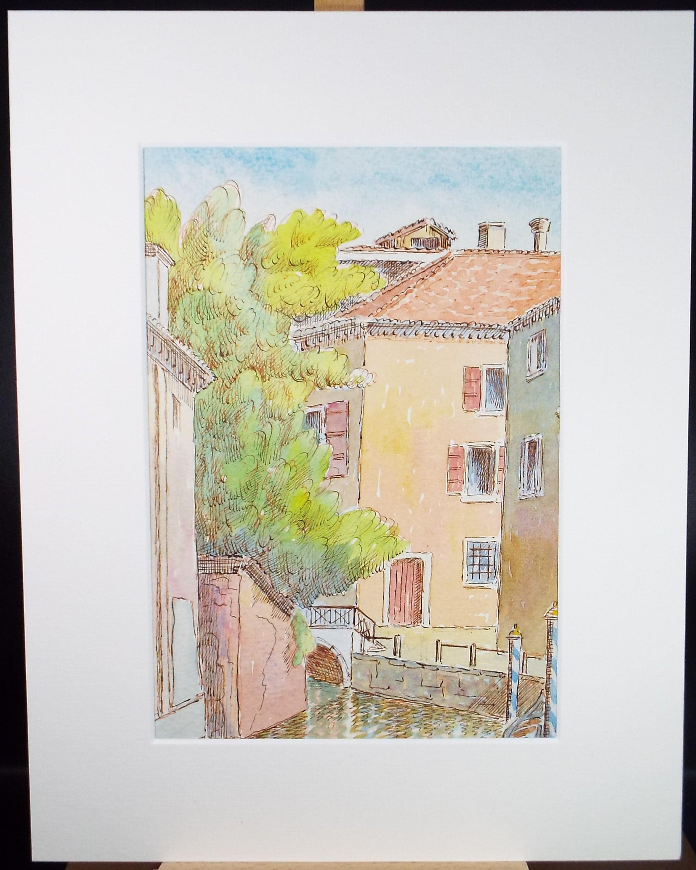 Original Watercolour & ink, 'Venician Canal', Cicely Glyn de Beers (1891-1973), Circa 1960's