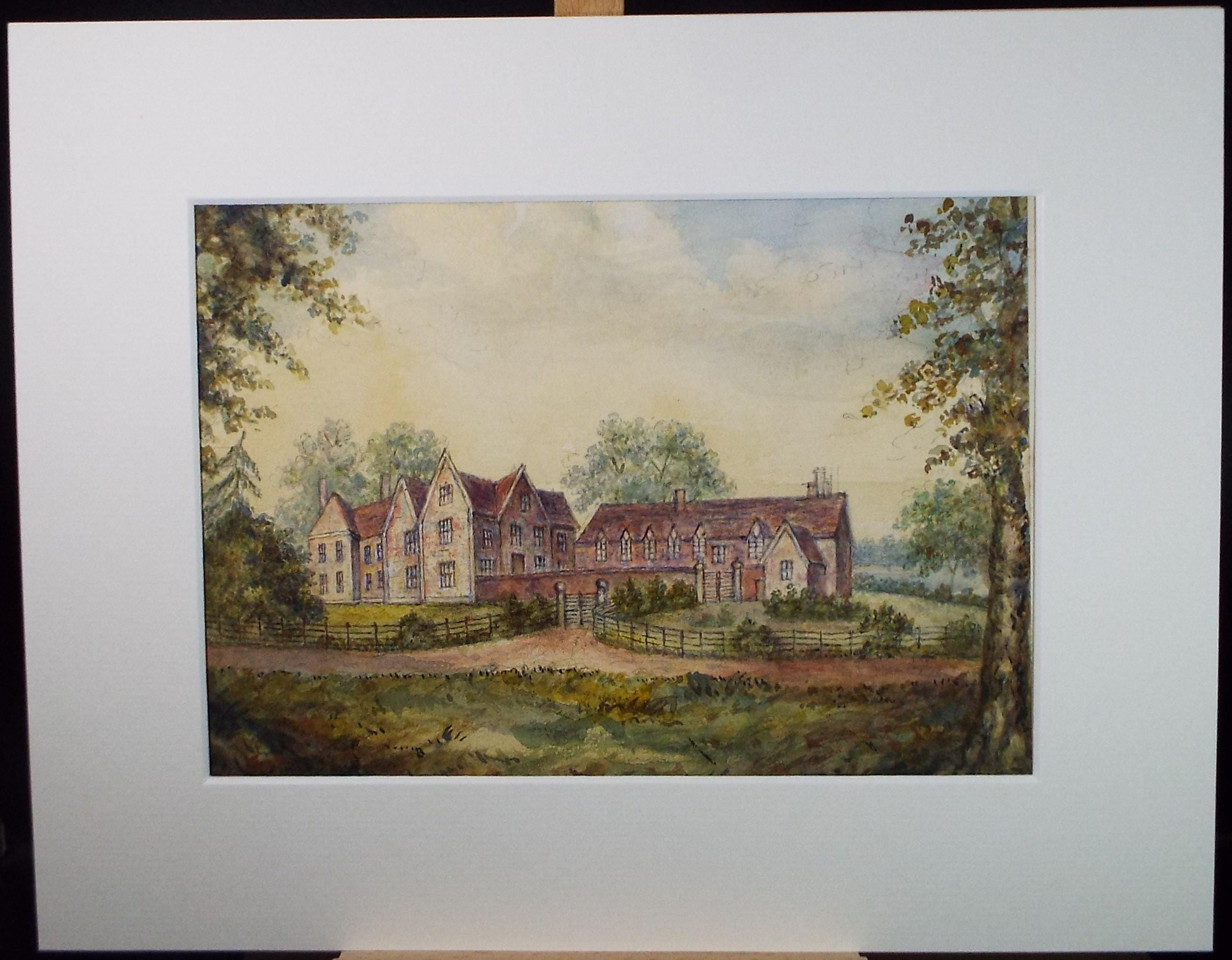 Original Watercolour, 'Country House', Early 20th Century, unknown Artist