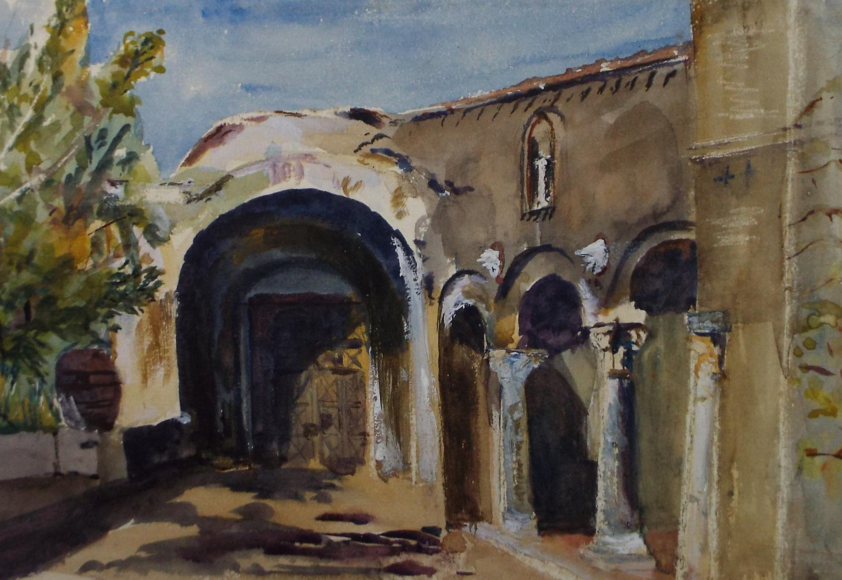 Original Watercolour, 'Moorish Building', Unknown Artist, Mid 20th Century