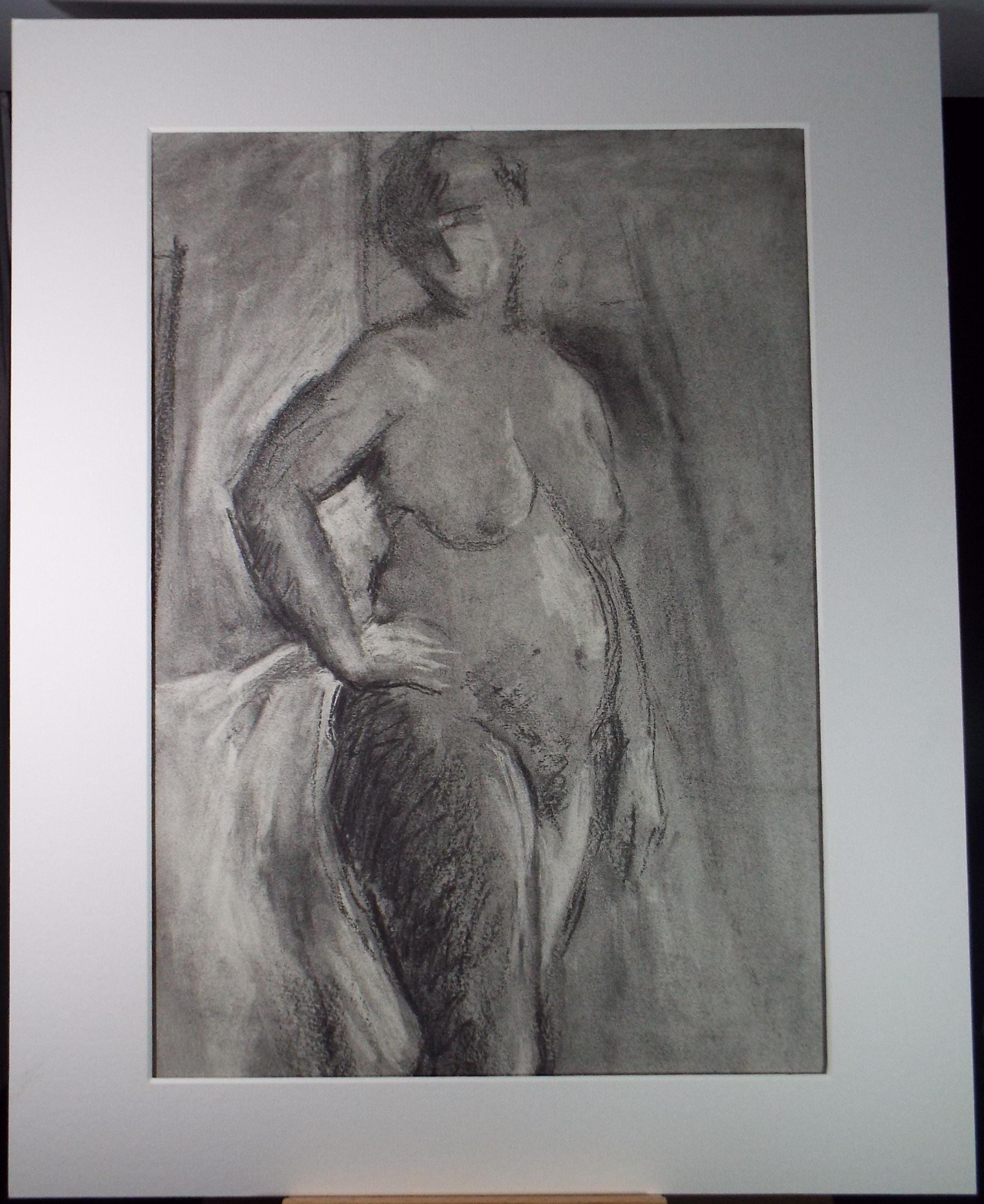 Original Pastel Drawing 'Standing Female Nude', circa 1970's, Unknown Artist