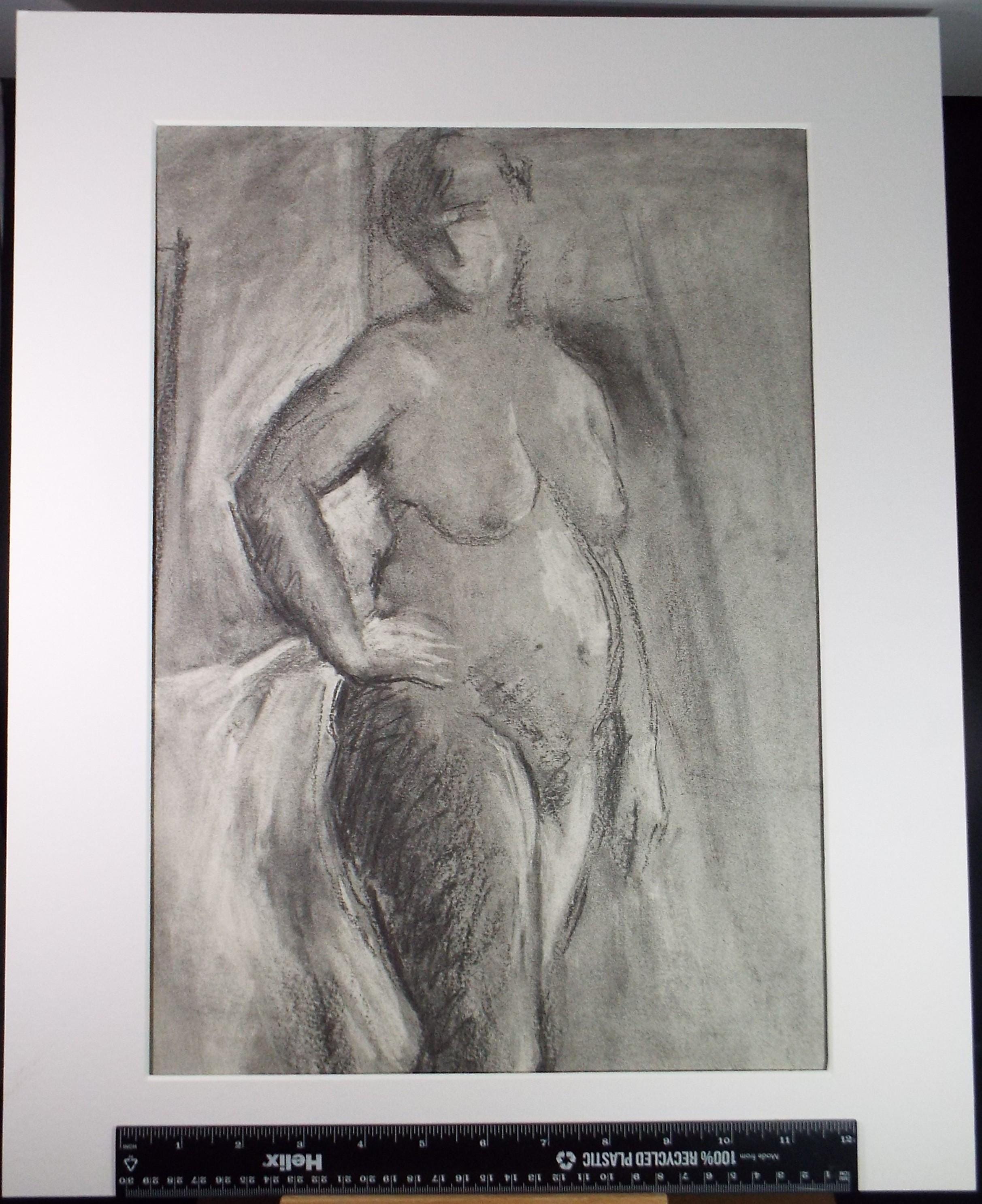 Original Pastel Drawing 'Standing Female Nude', circa 1970's, Unknown Artist