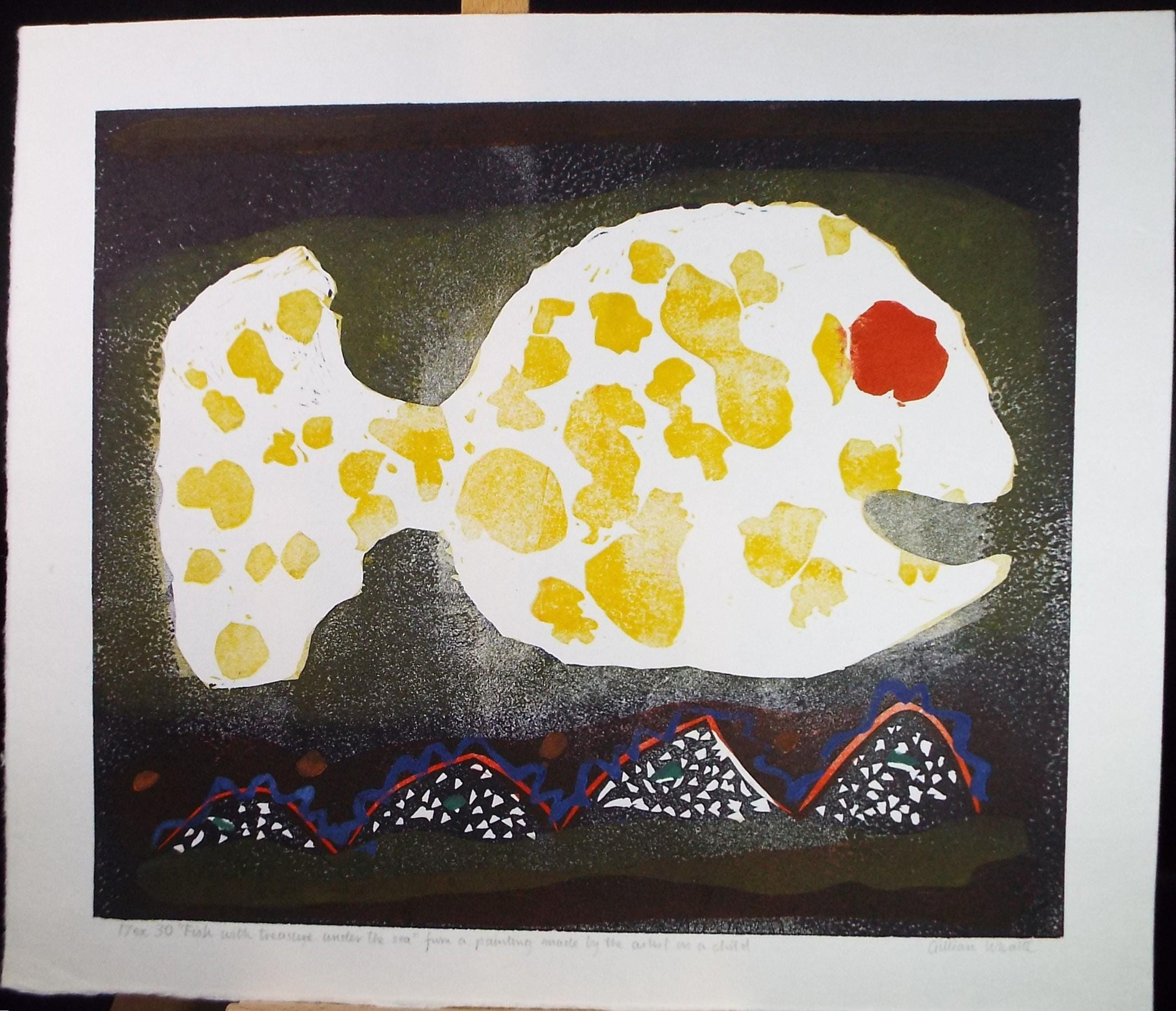 Limited Edition Screenprint 'Fish with treasure under the sea', Gillian Whaite (1934-2012), signed and numbered