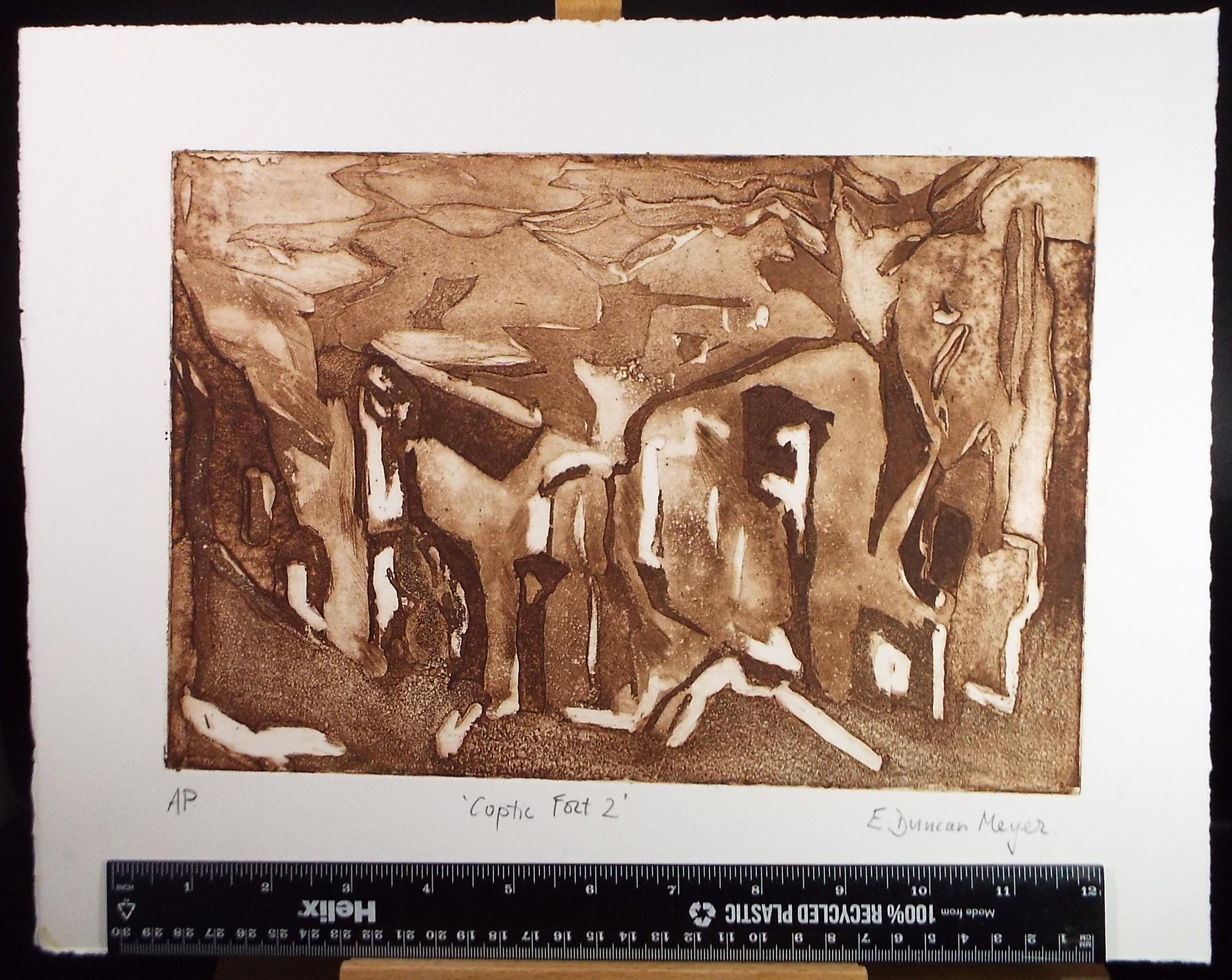 Limited Edition Etching 'Coptic Fort 2', Elizabeth Duncan Meyer (b1942), signed and numbered