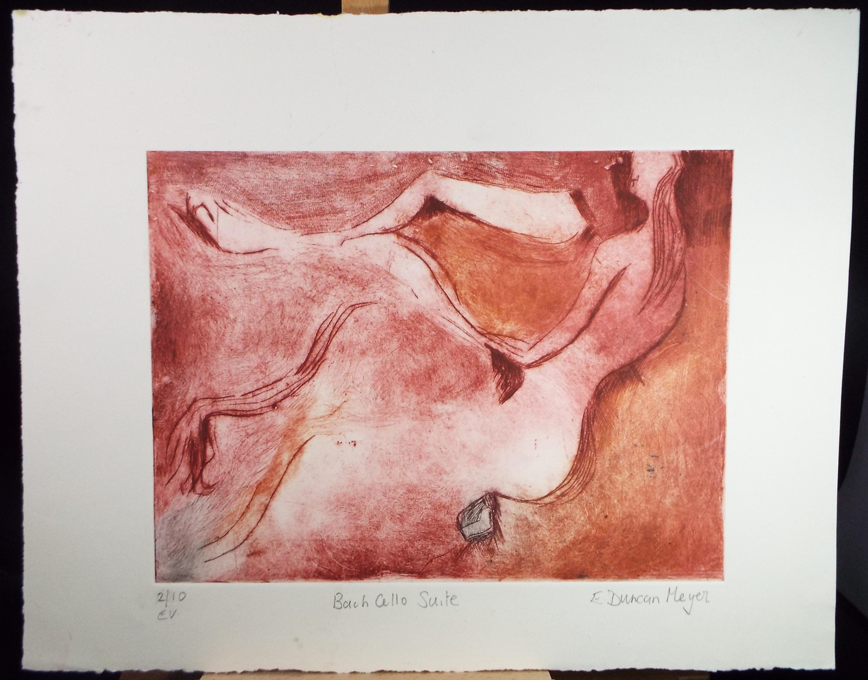 Limited Edition Etching 'Bach Cello Suite', Elizabeth Duncan Meyer (b1942), signed and numbered