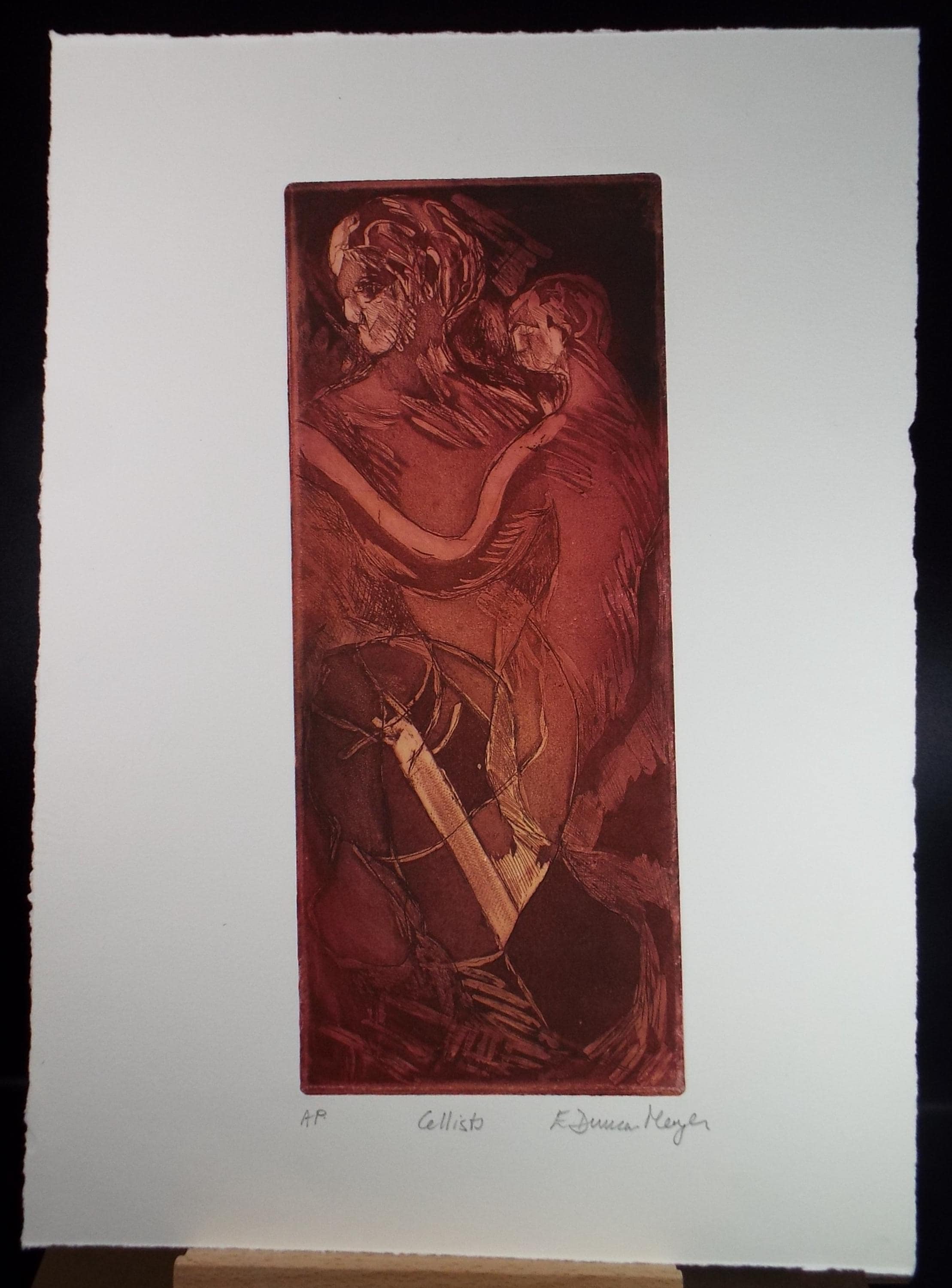 Limited Edition Etching 'Cellist', Elizabeth Duncan Meyer (b1942), signed and numbered