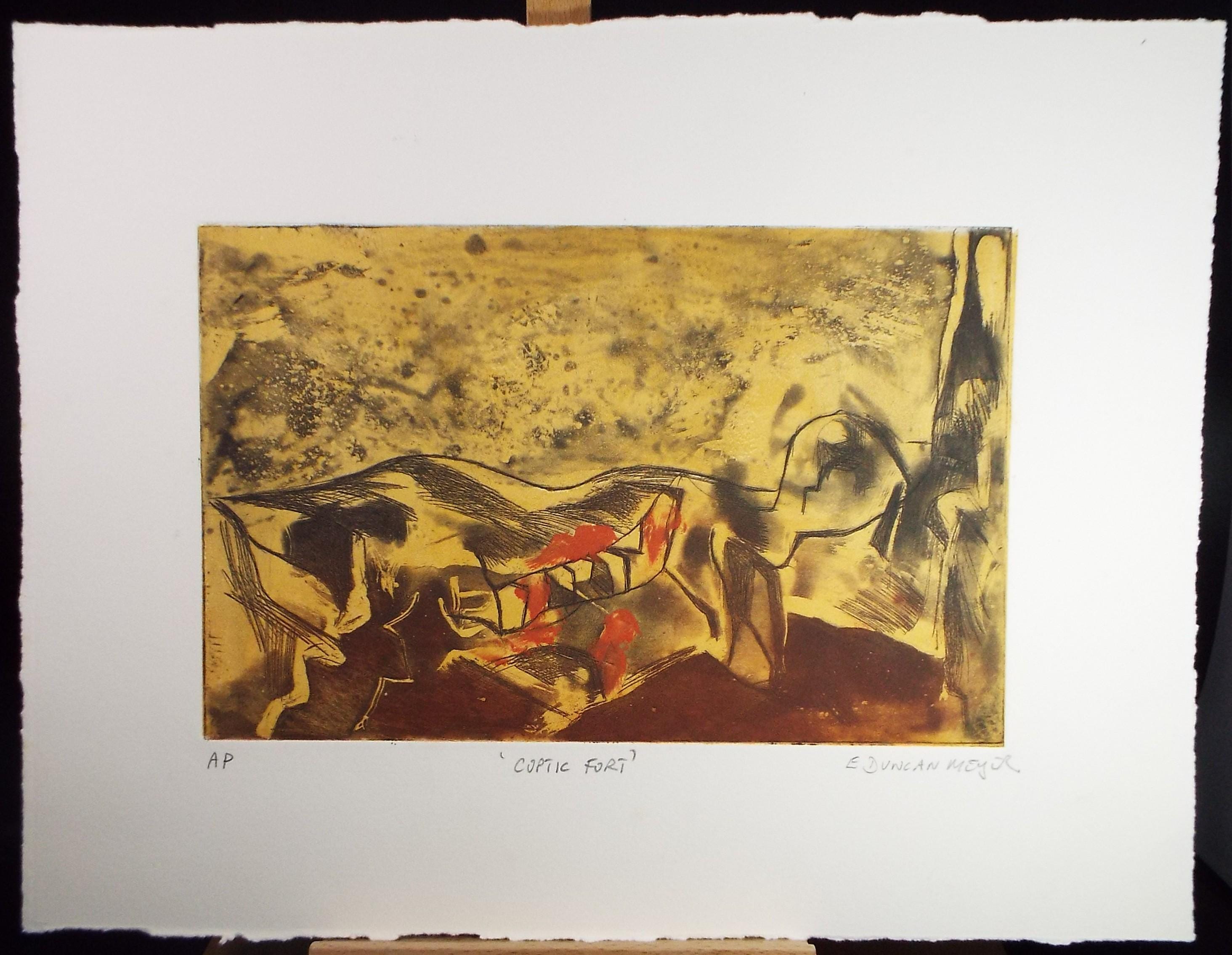 Limited Edition Etching 'Coptic Fort', Elizabeth Duncan Meyer (b1942), signed and numbered