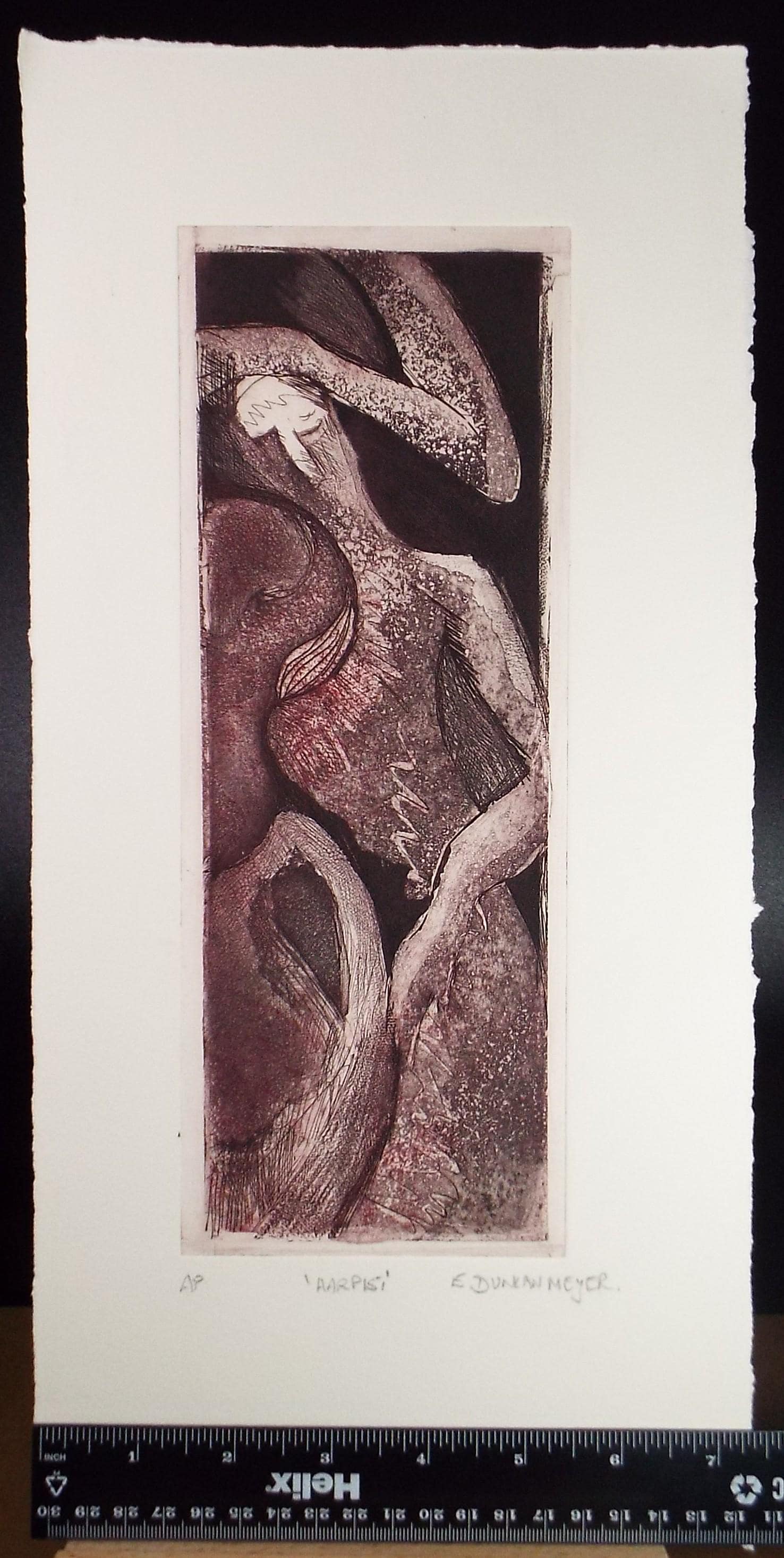 Limited Edition Etching 'Harpist', Elizabeth Duncan Meyer (b1942), signed and numbered