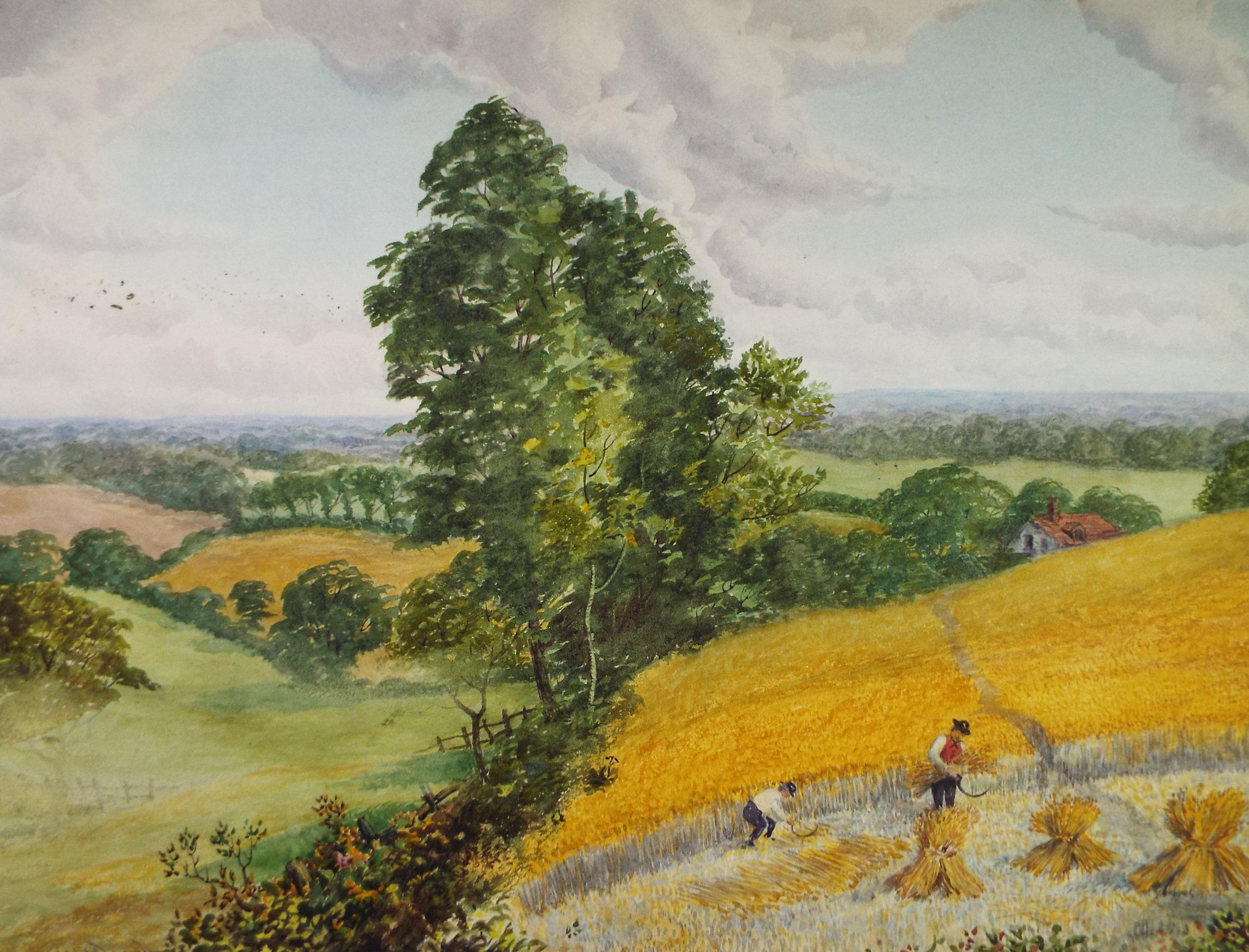 Original Watercolour, 'The Harvest', Dated 1897, W H Peach