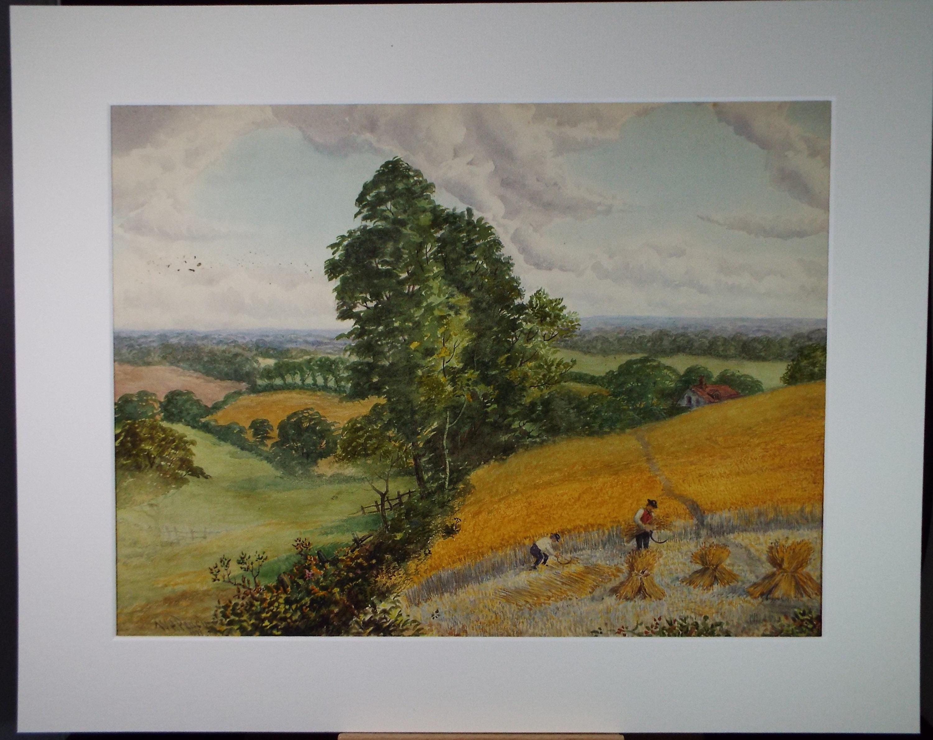 Original Watercolour, 'The Harvest', Dated 1897, W H Peach