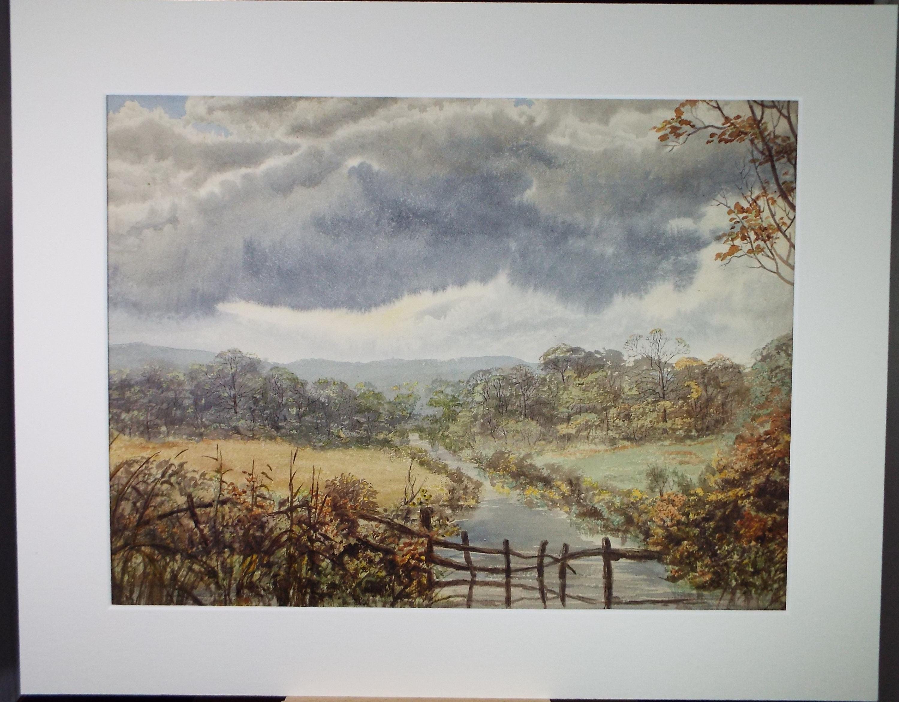Original Watercolour, 'Stream through a Landscape', Early 20th Century, Unknown Artist