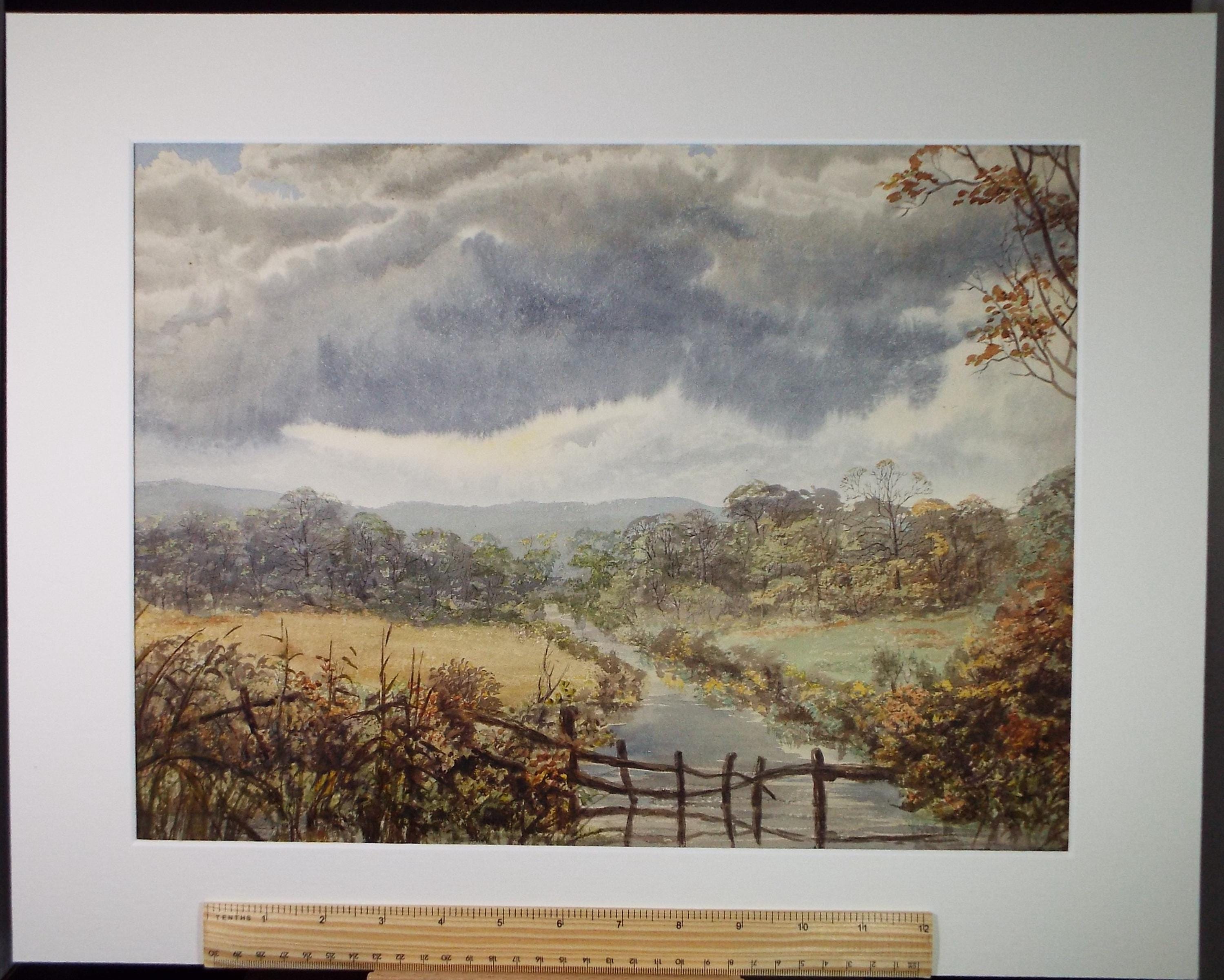 Original Watercolour, 'Stream through a Landscape', Early 20th Century, Unknown Artist