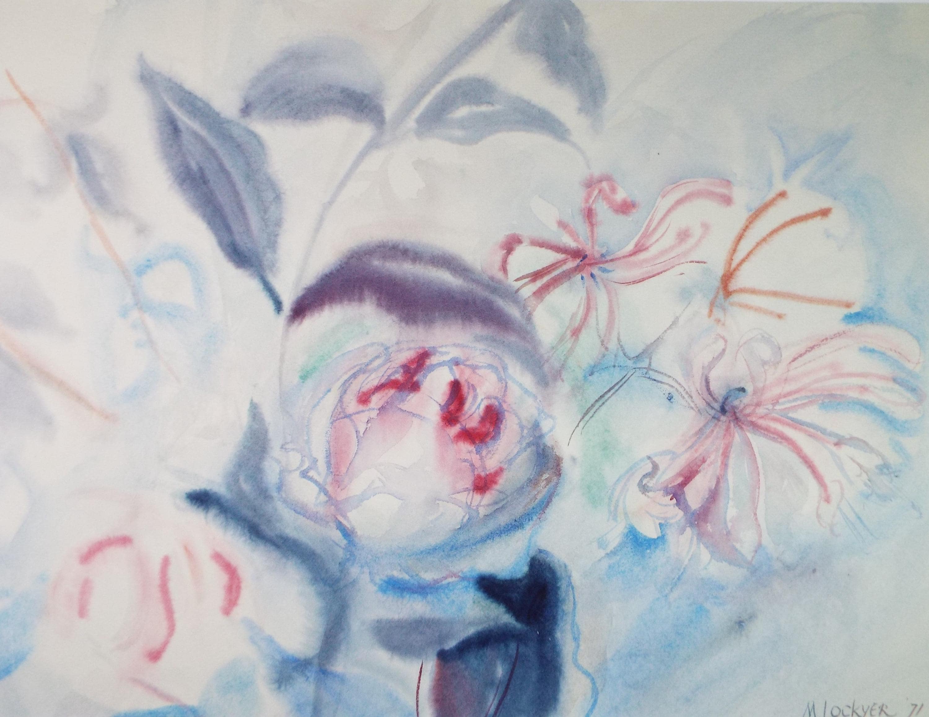 Original Watercolour, 'Still life of flowers', Dated 1971, Mildred Lockyer