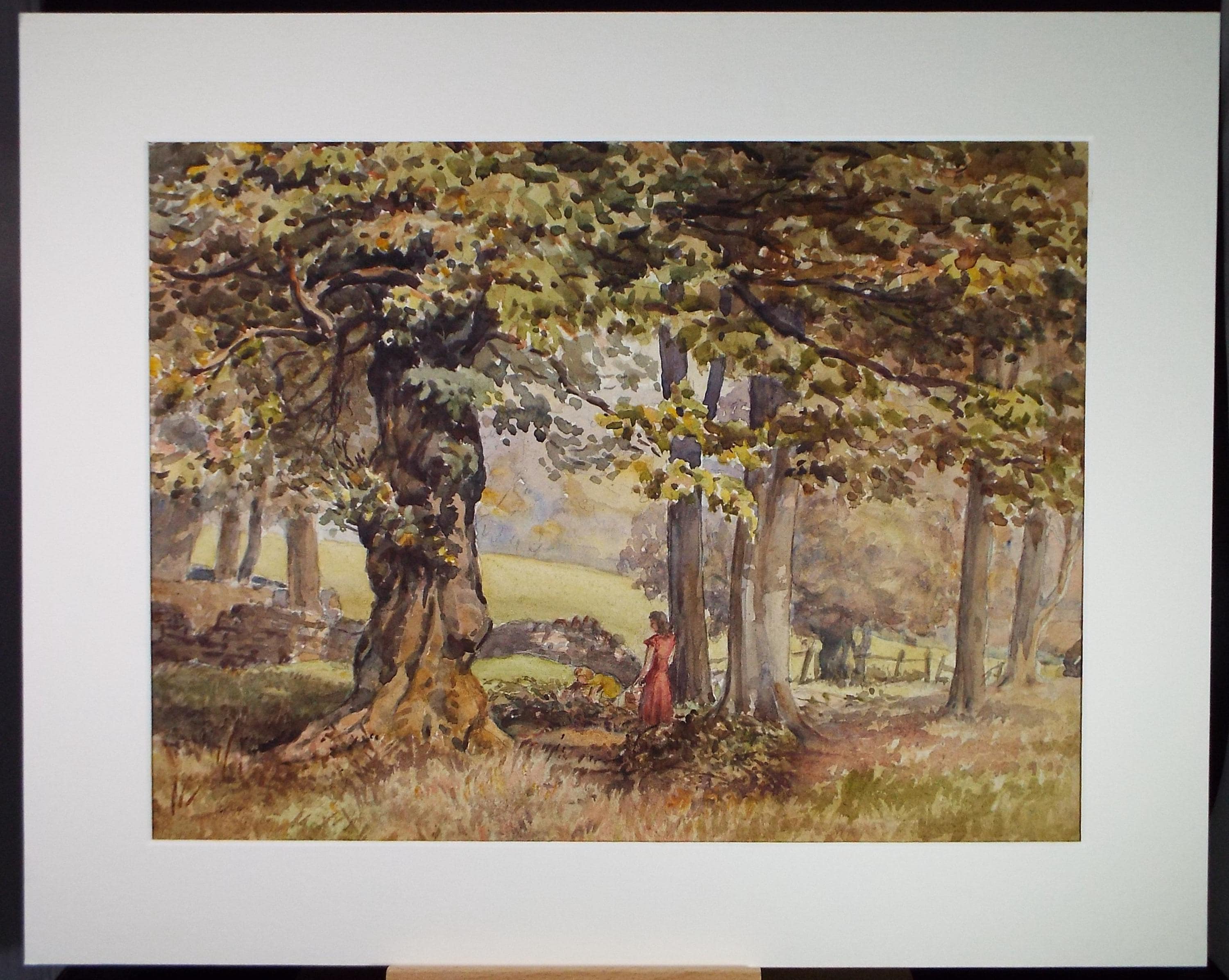 Original Watercolour, 'Figures in Woodland, Unknown Artist, circa 1950's