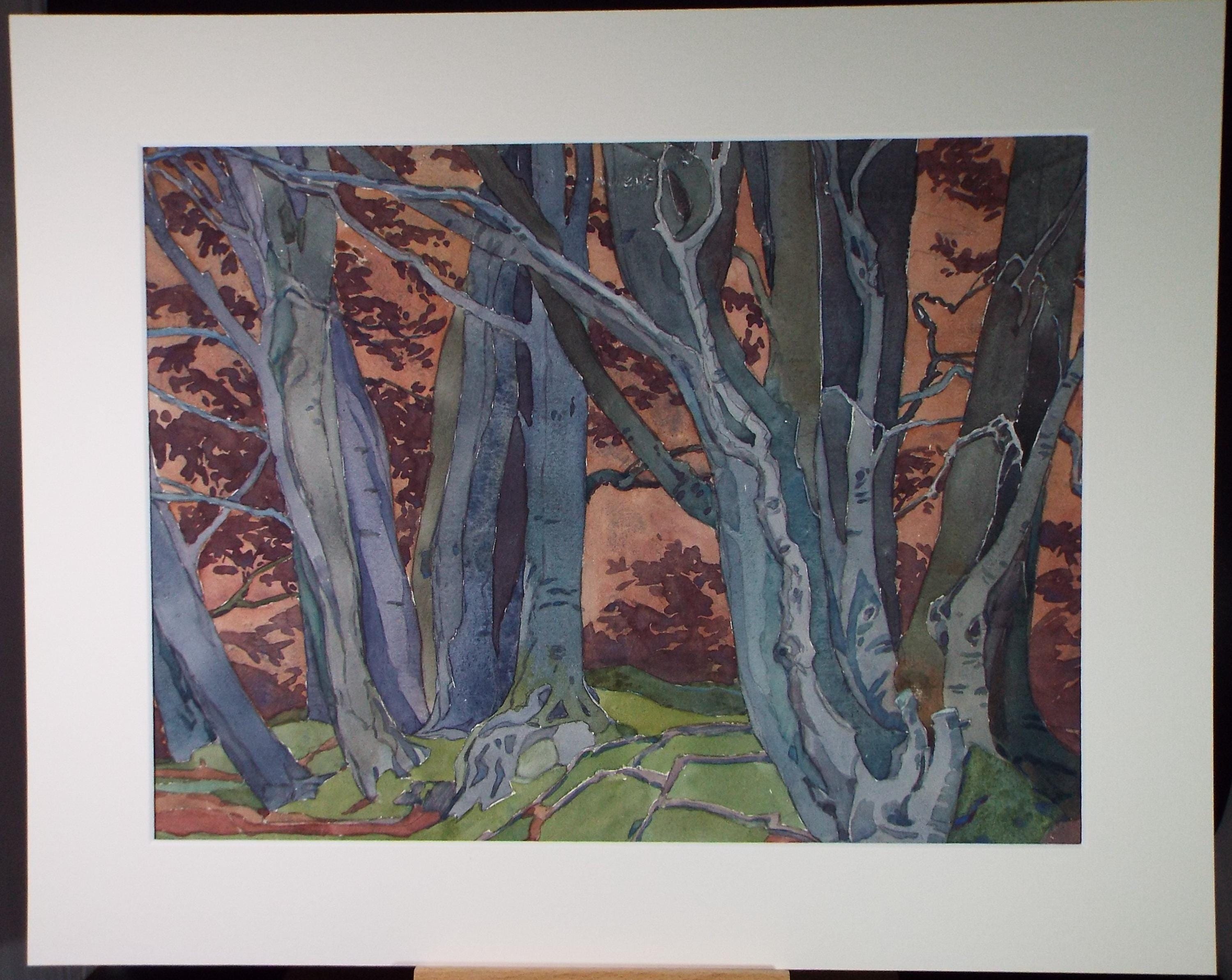 Original Watercolour, 'The Beech wood', Henry Potter Stevens (1875-1965) Dated 1940