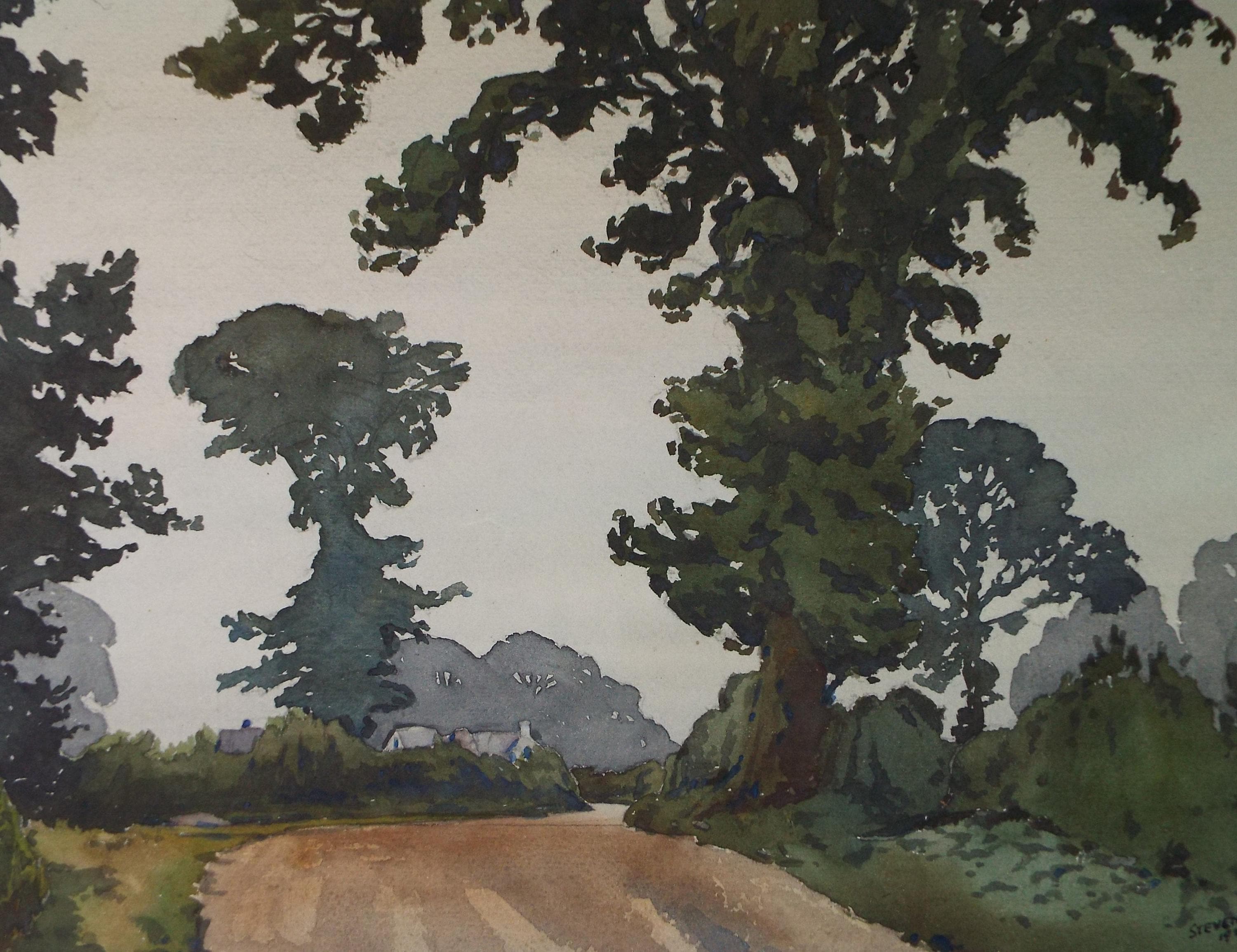 Original Watercolour, 'Near Friston, Suffolk ', Henry Potter Stevens (1875-1965) Dated 1929