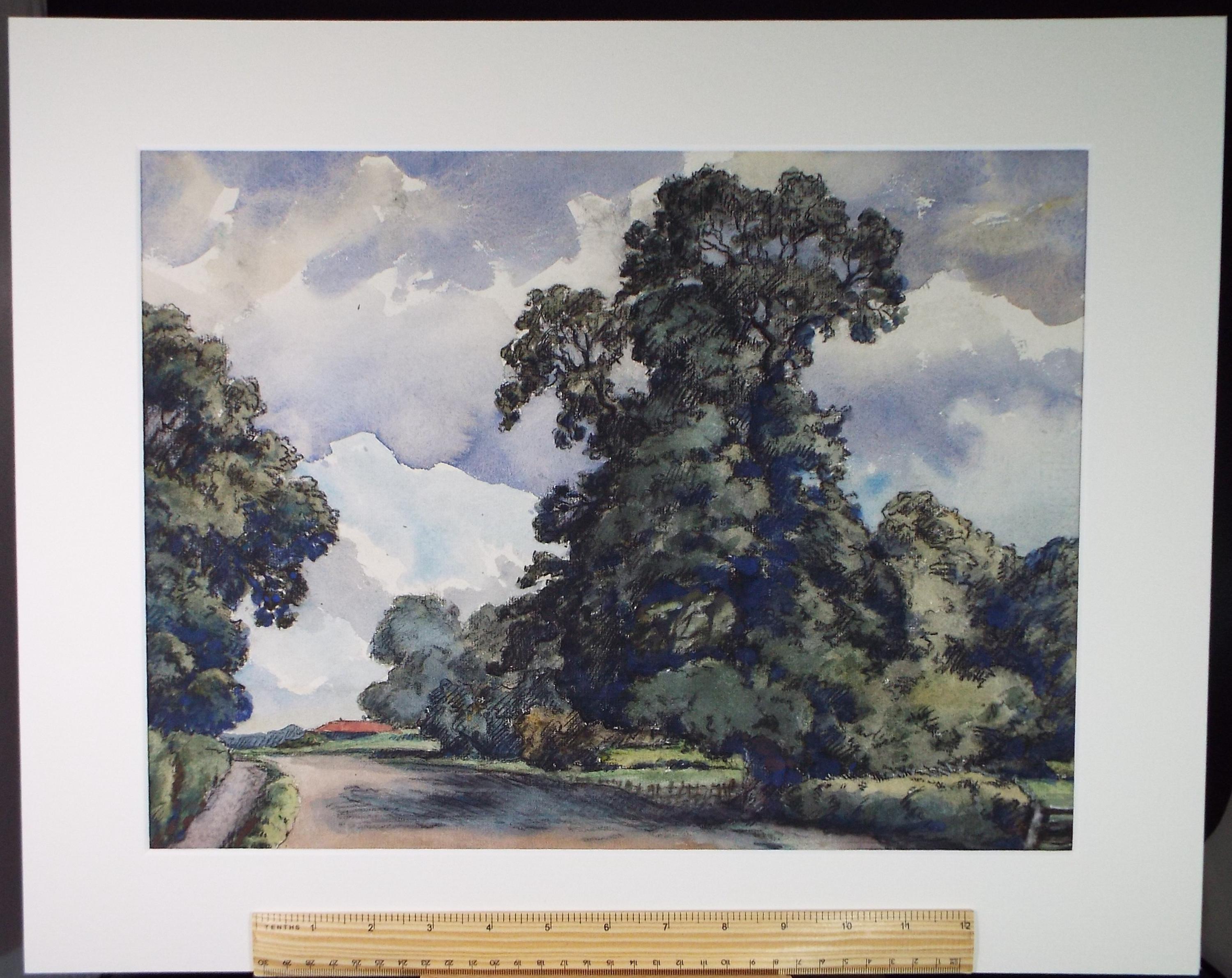 Original Charcoal & wash, 'The Main Road', Henry Potter Stevens (1875-1965) Circa 1950's