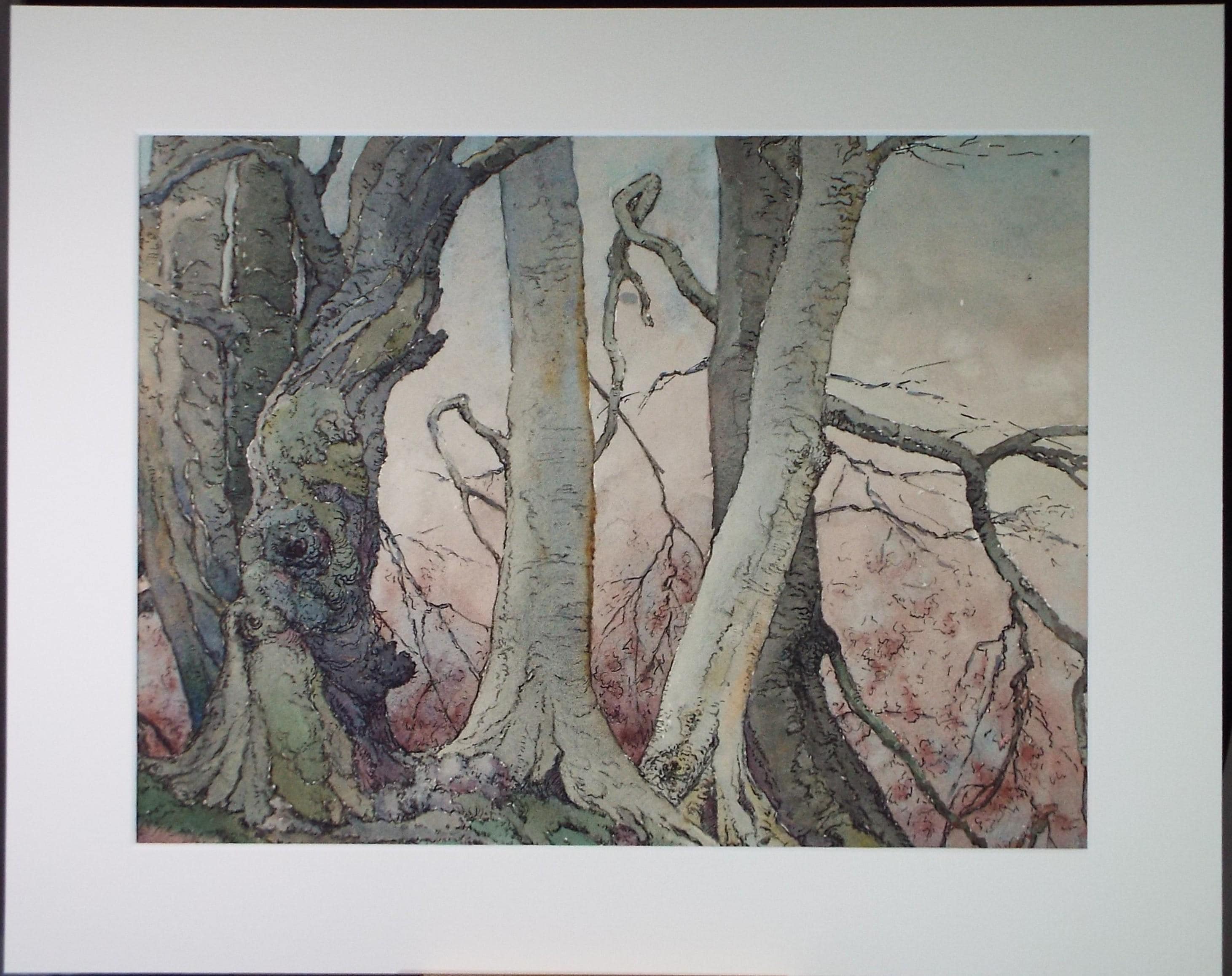 Original Watercolour, 'Beech on the Hill', Henry Potter Stevens (1875-1965) Dated 1957