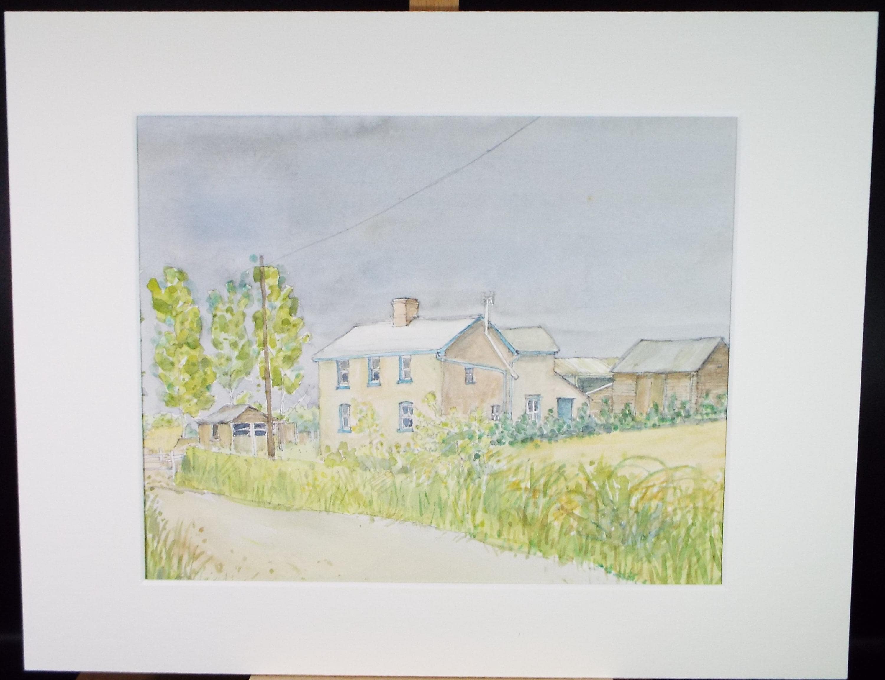 Original Watercolour, 'Farmhouse', Unknown Artist, circa 1980's